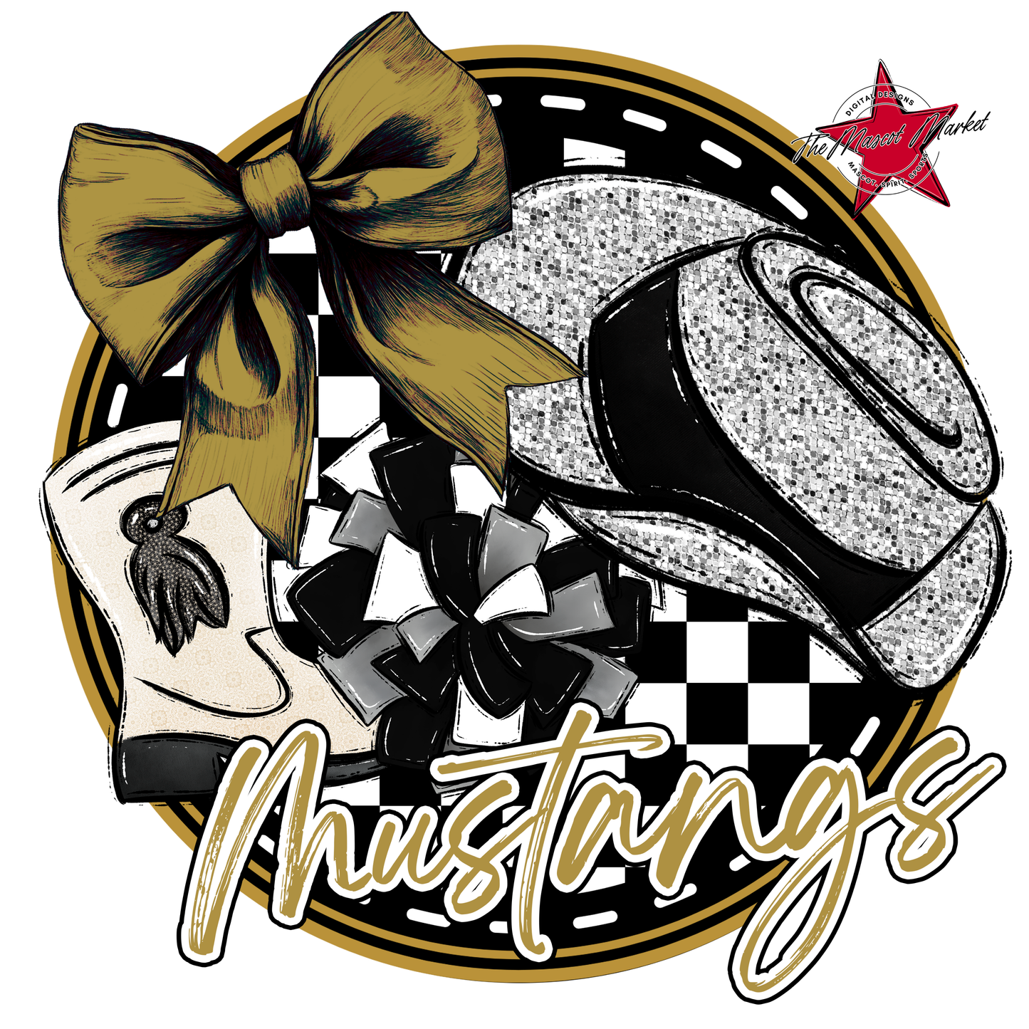 Mustangs Circle Drillteam Design-Gold