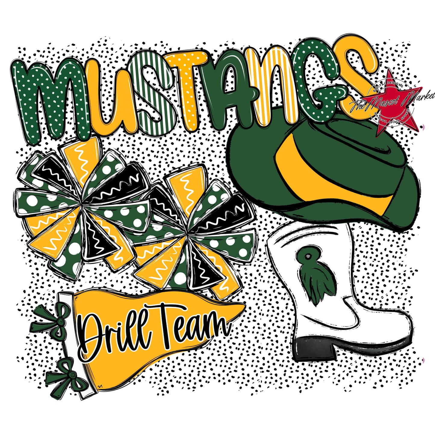 Mustangs Drillteam Spirit-Green & Yellow