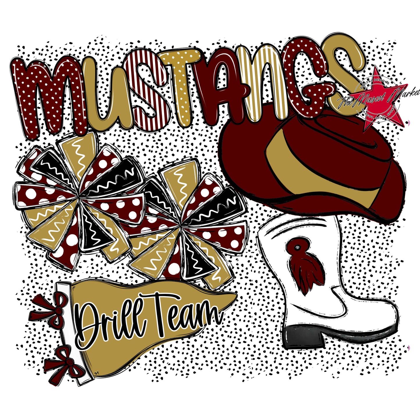 Mustangs Drillteam Spirit-Maroon & Gold