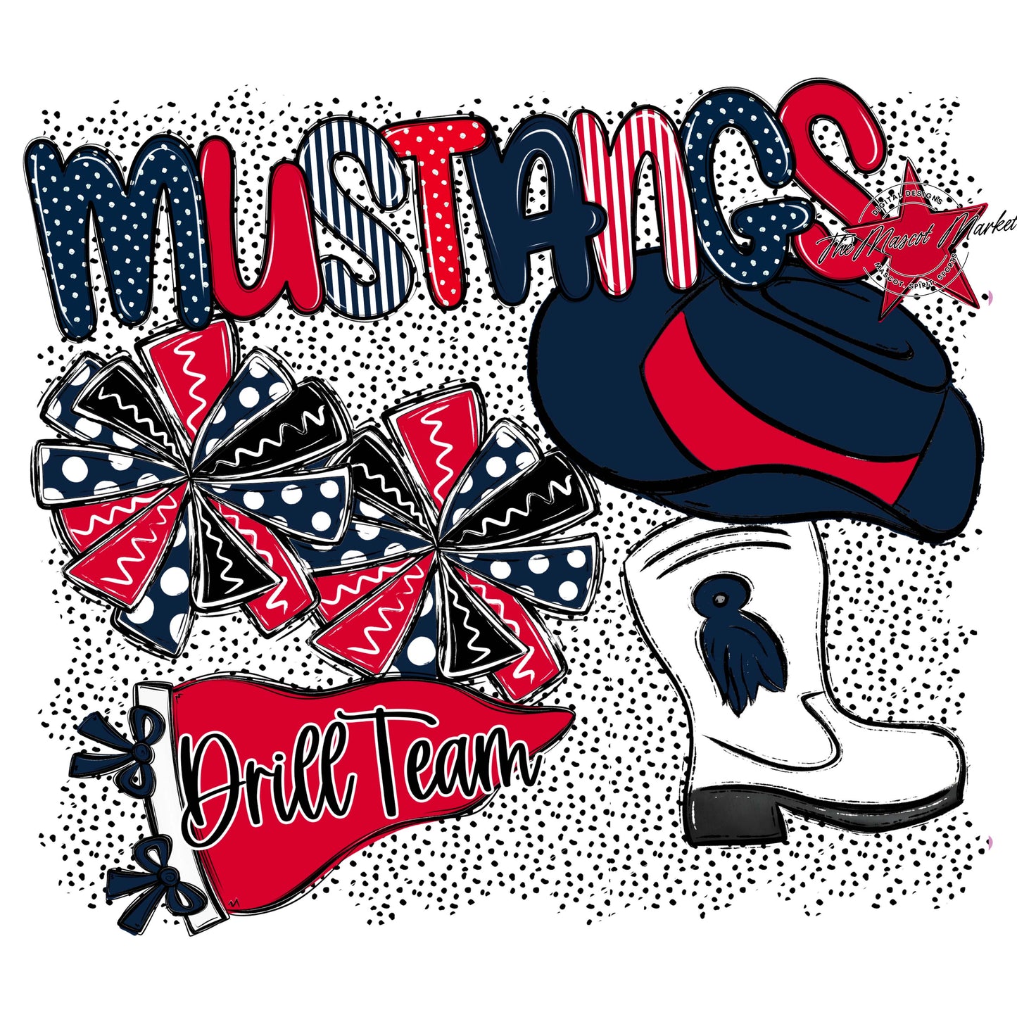 Mustangs Drillteam Spirit-Navy & Red