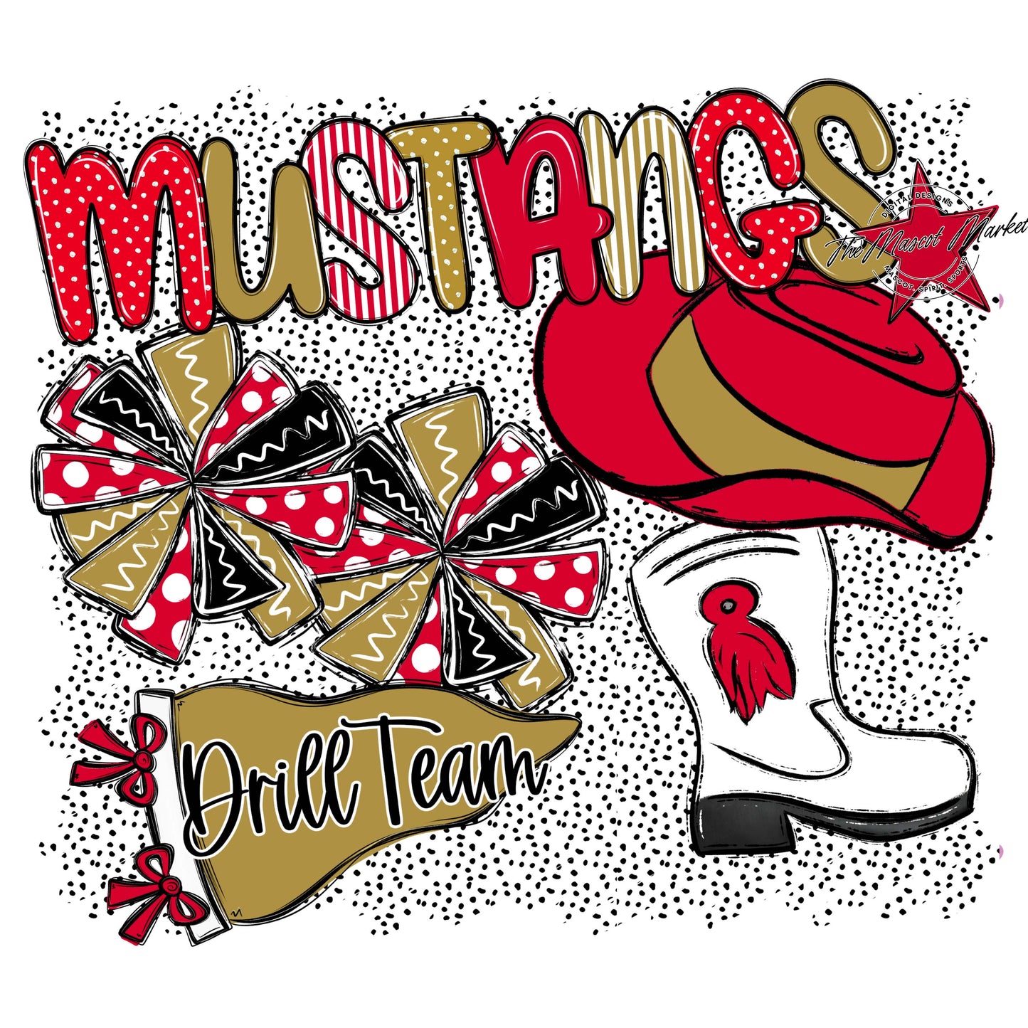 Mustangs Drillteam Spirit-Red & Gold