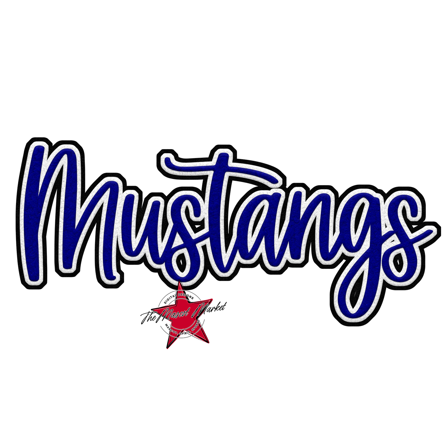 Mustangs Faux Chenille Patch-Blue