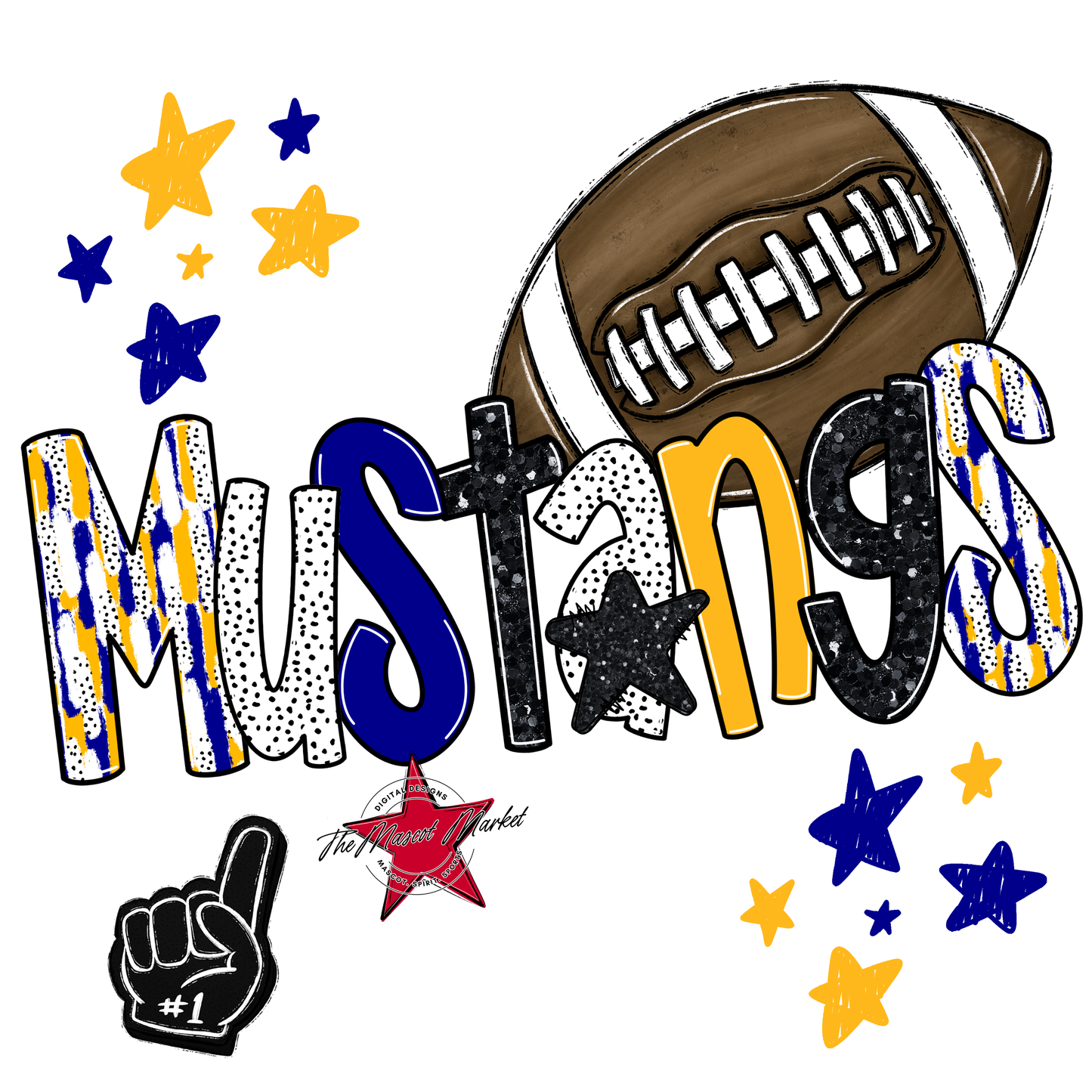 Mustangs Football Scrape-Blue-Yellow