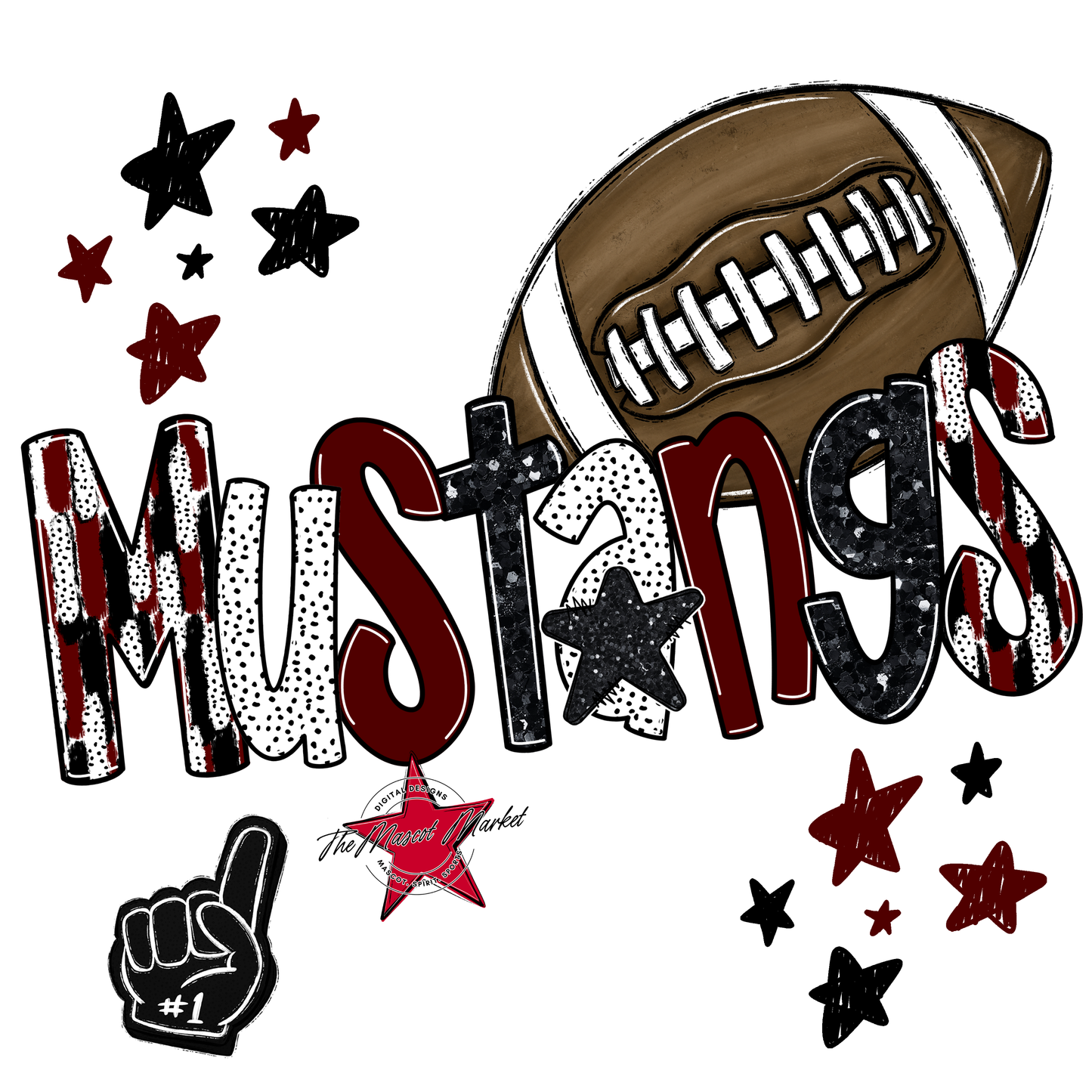 Mustangs Football Scrape-Maroon