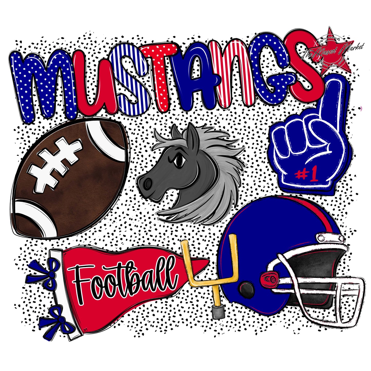 Mustangs Football Spirit-Blue & Red