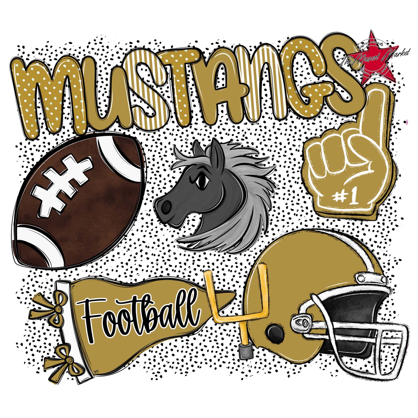 Mustangs Football Spirit-Gold