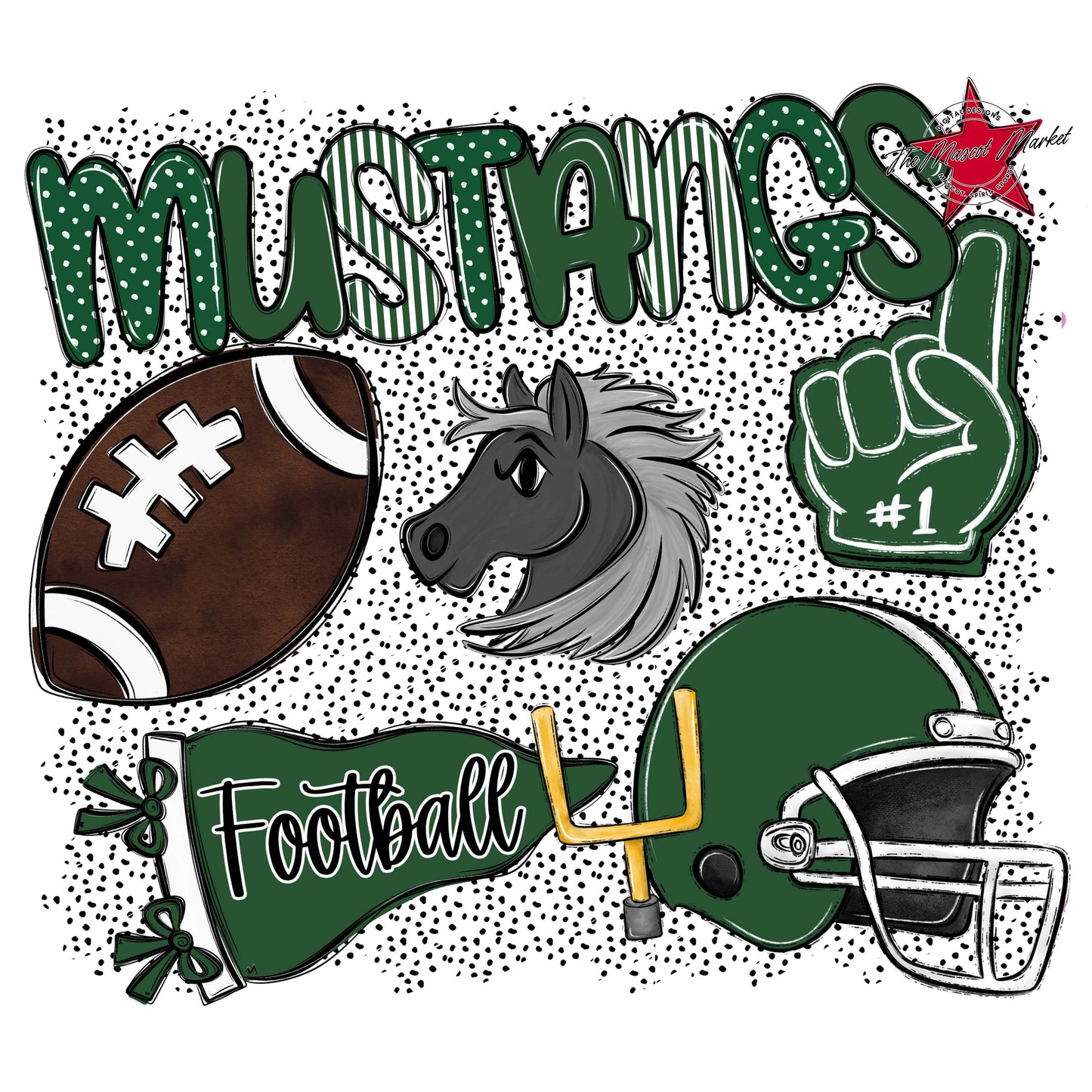 Mustangs Football Spirit-Green