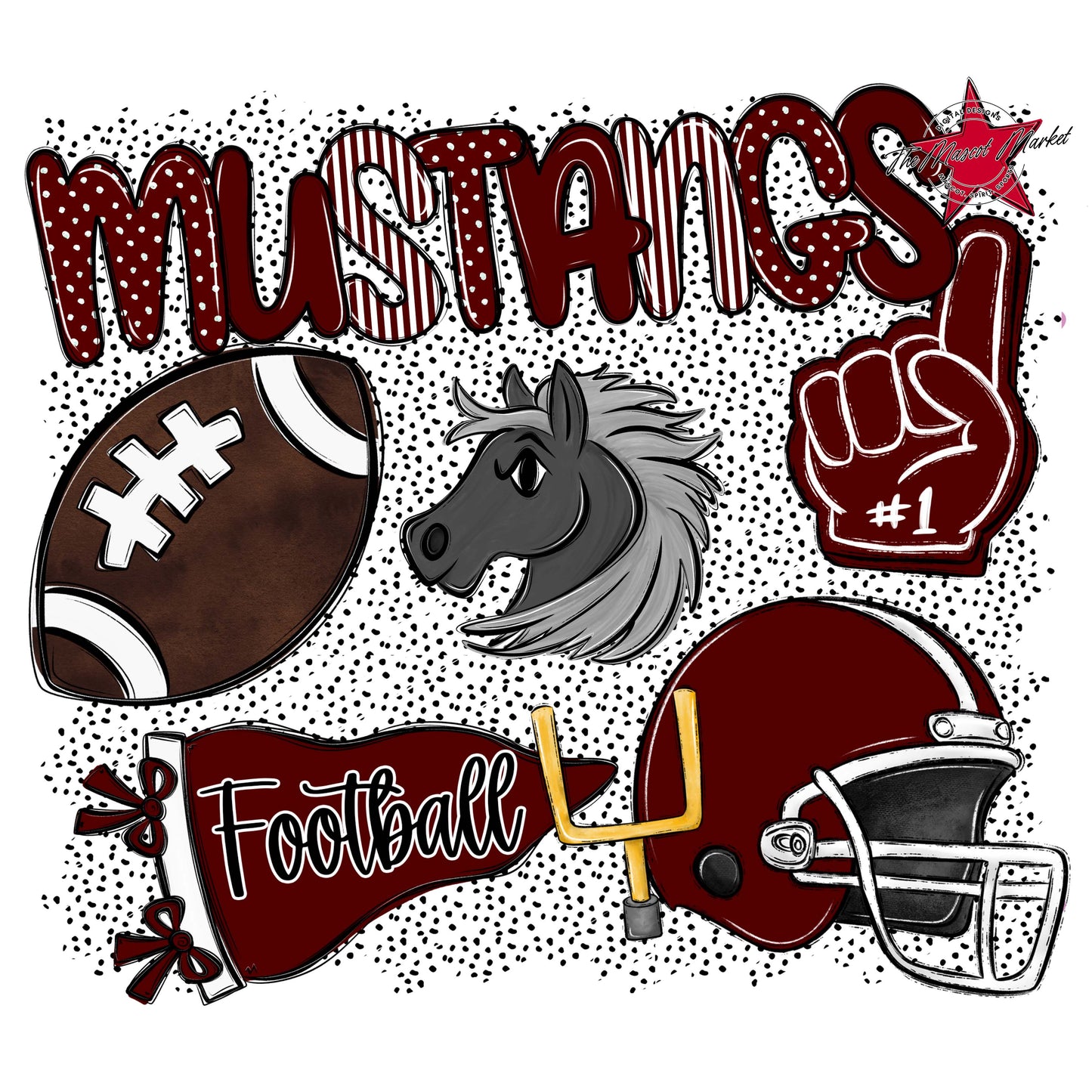 Mustangs Football Spirit-Maroon