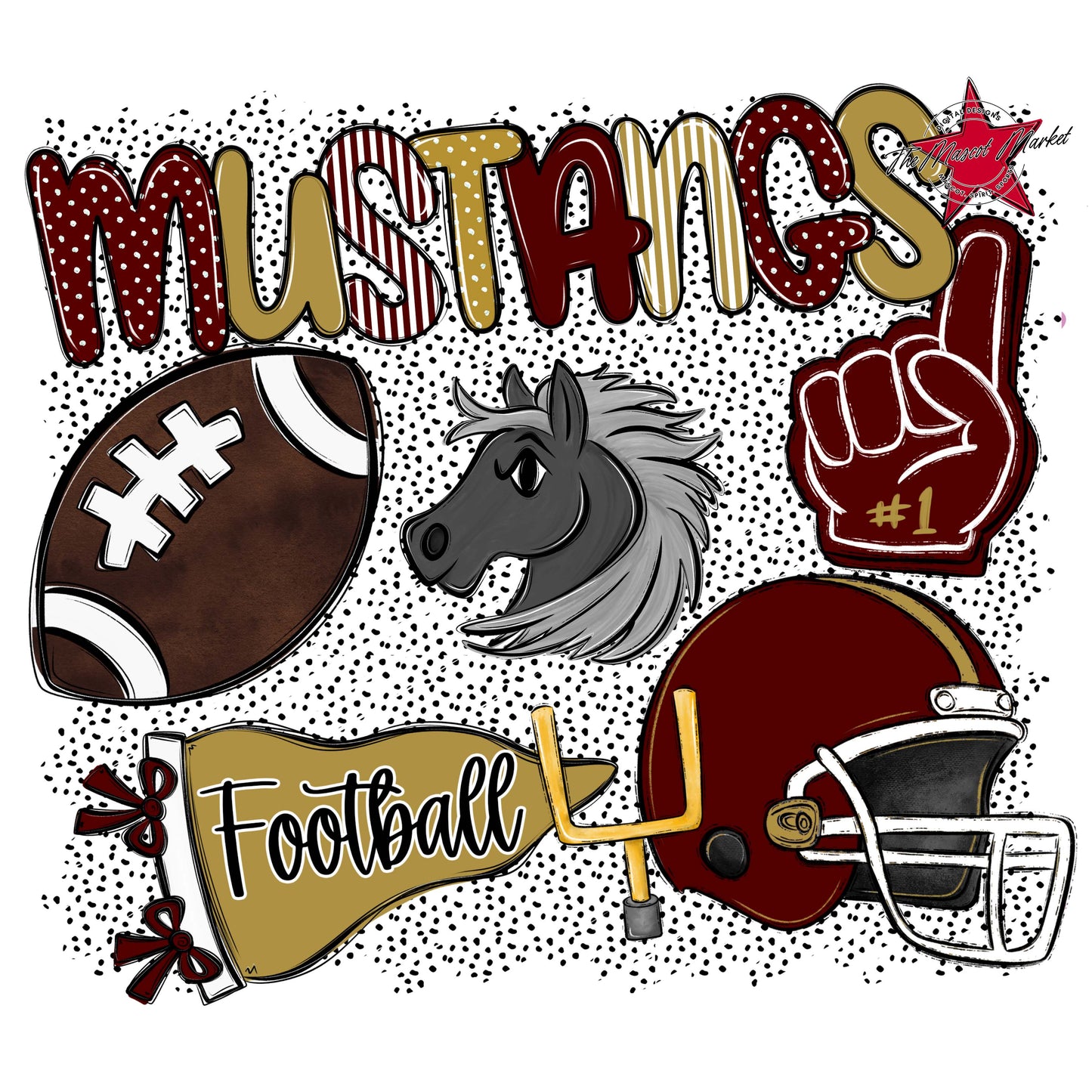 Mustangs Football Spirit-Maroon & Gold