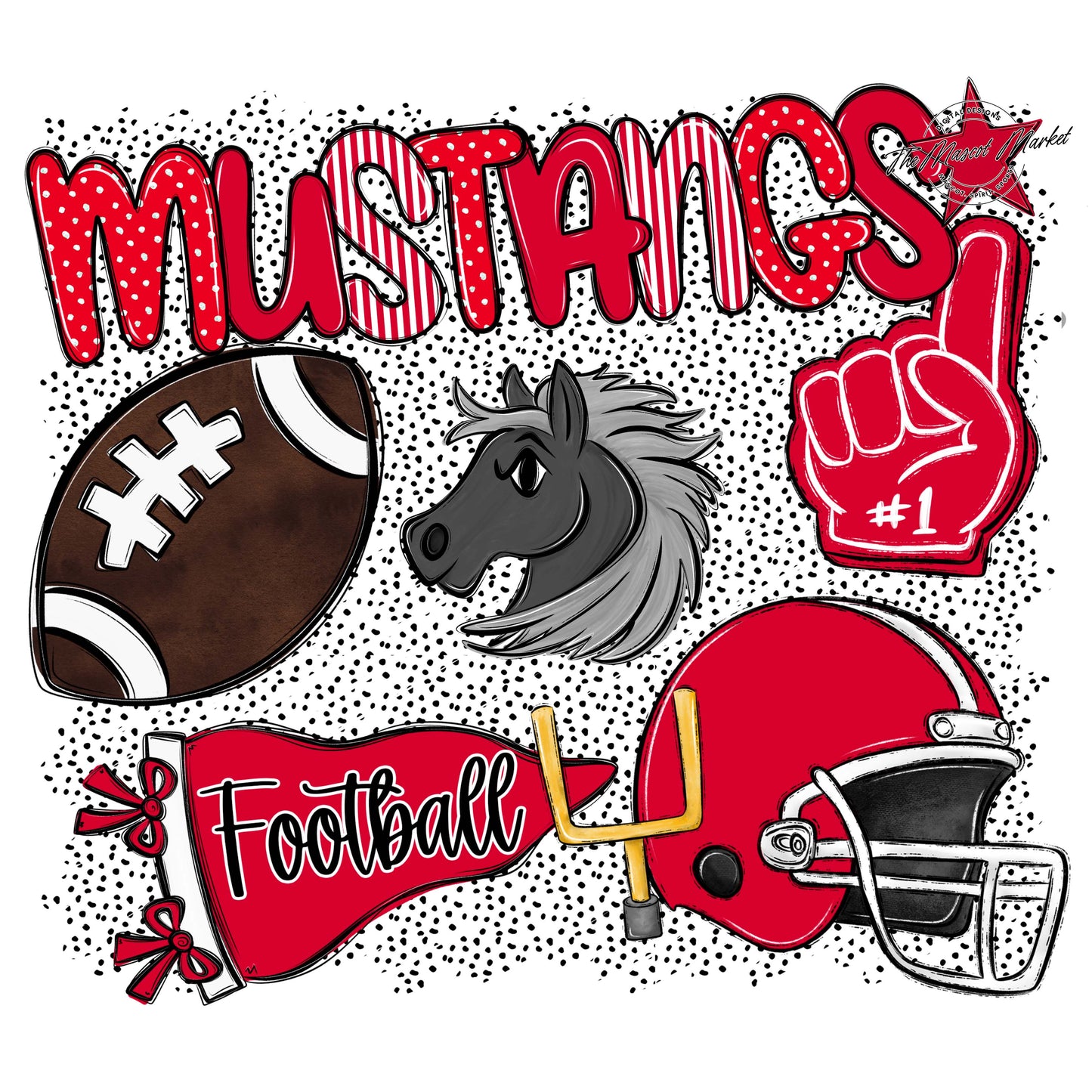 Mustangs Football Spirit-Red
