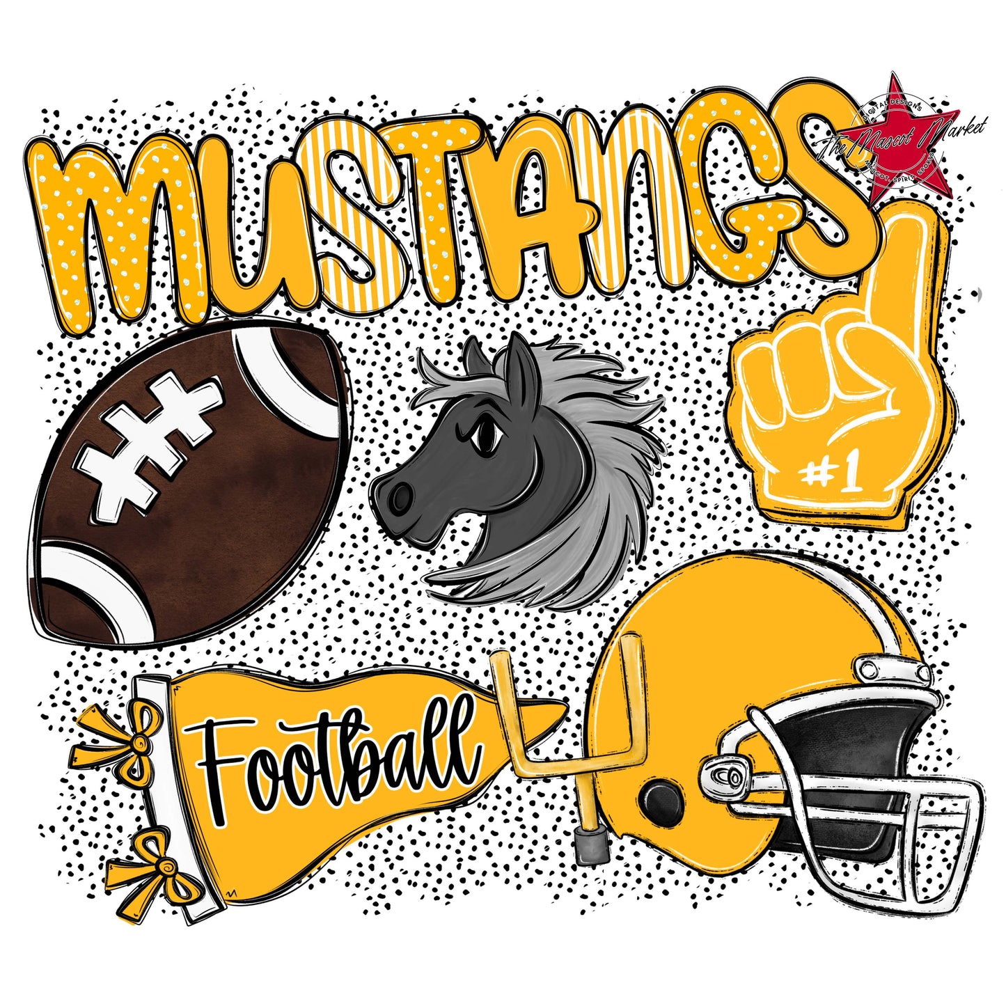 Mustangs Football Spirit-Yellow