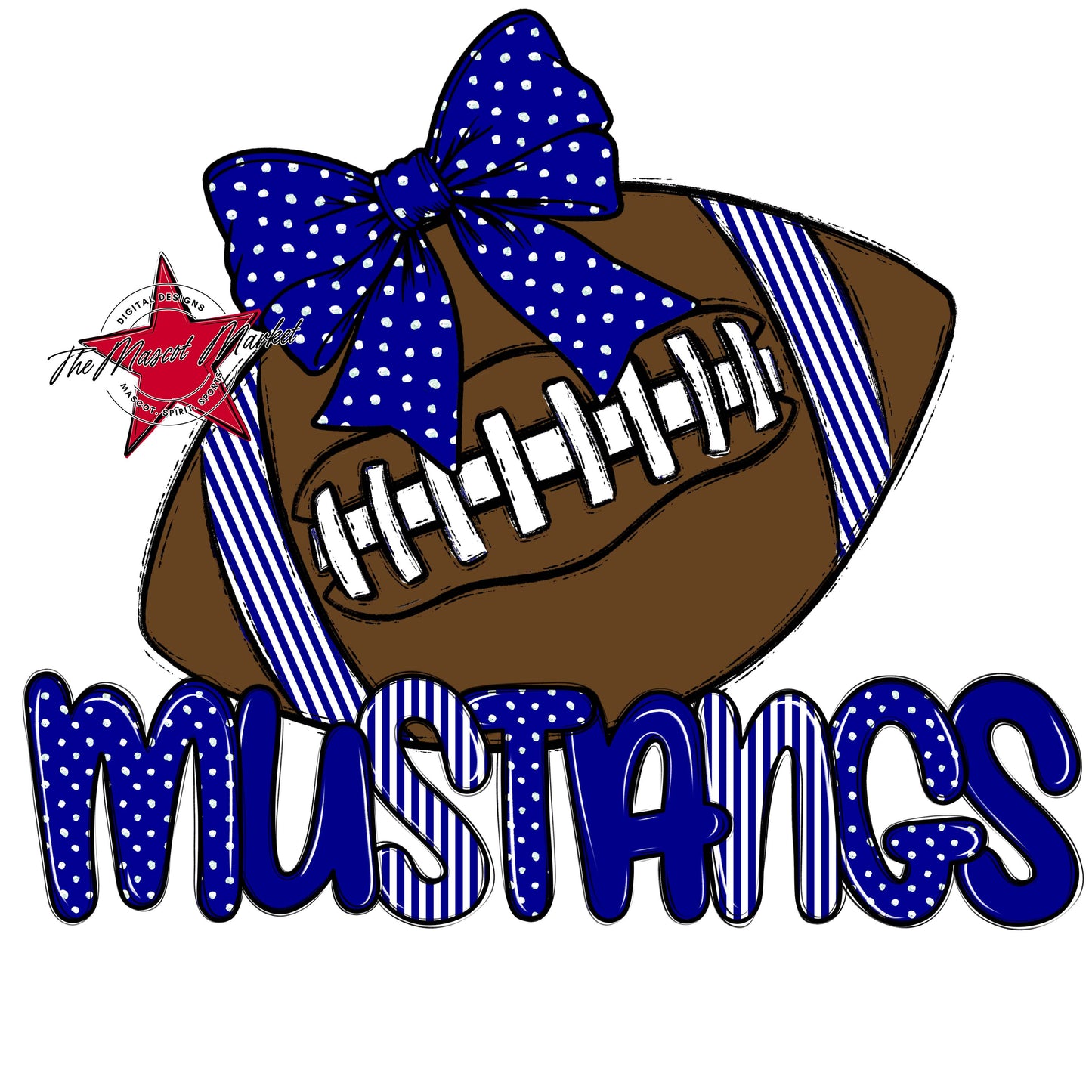 Mustangs Football Spirit Design-Blue