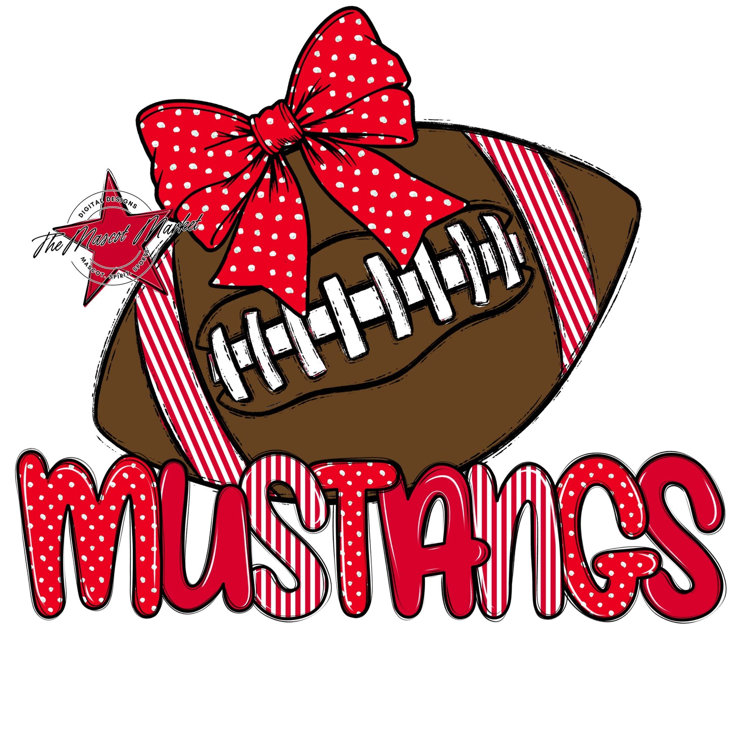 Mustangs Football Spirit Design-Red