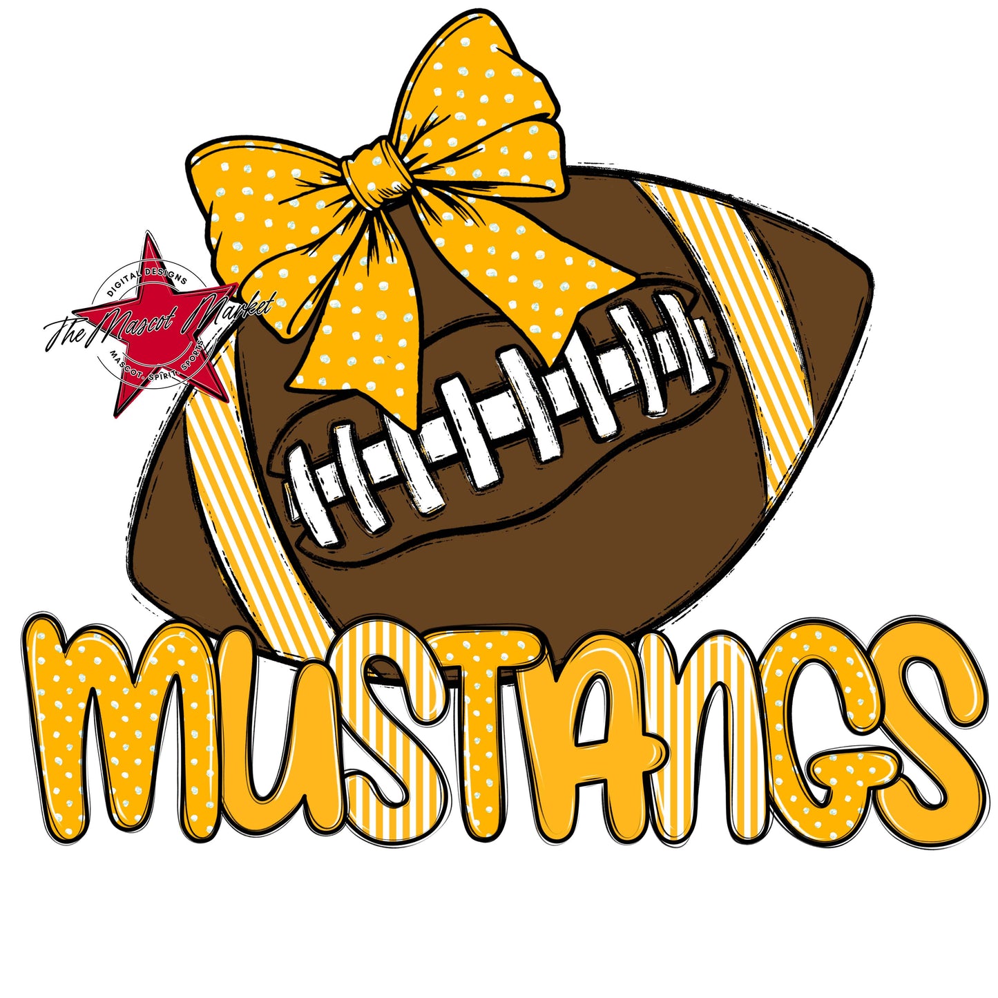 Mustangs Football Spirit Design-Yellow
