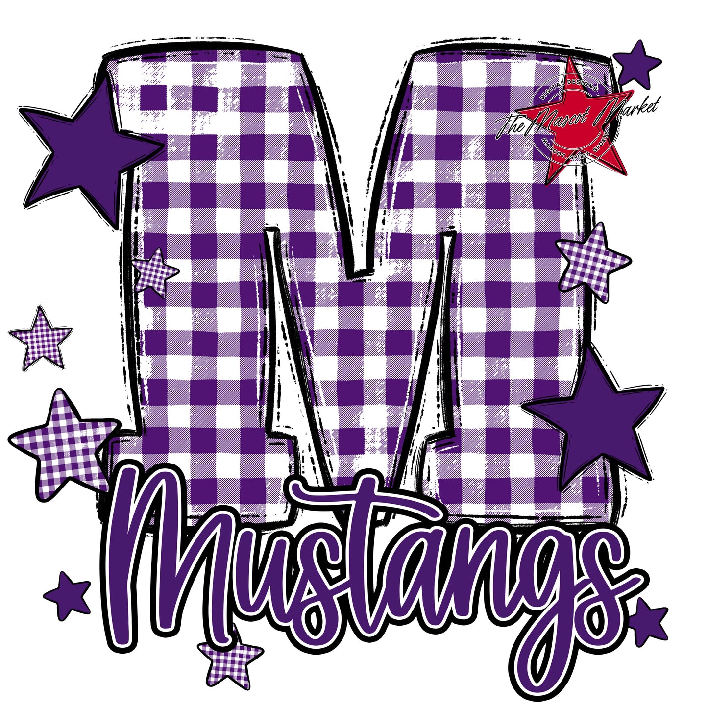 Mustangs Plaid Star Design-Purple