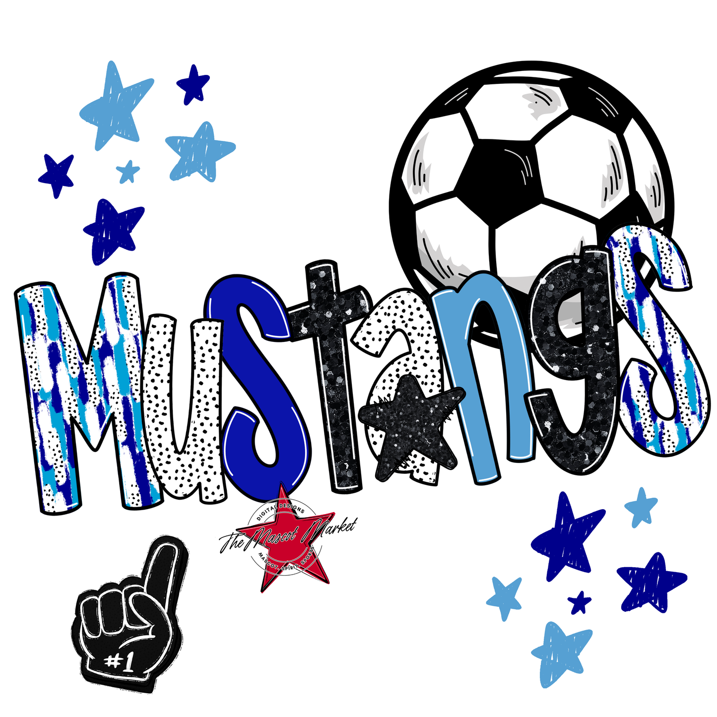 Mustangs Soccer Scrape-Blue-Carolina Blue