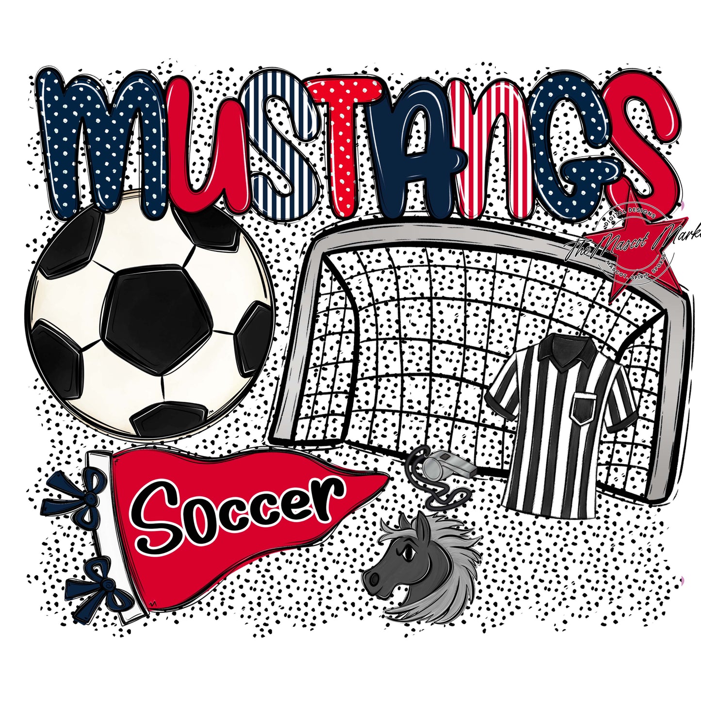 Mustangs Soccer Spirit-Navy & Red