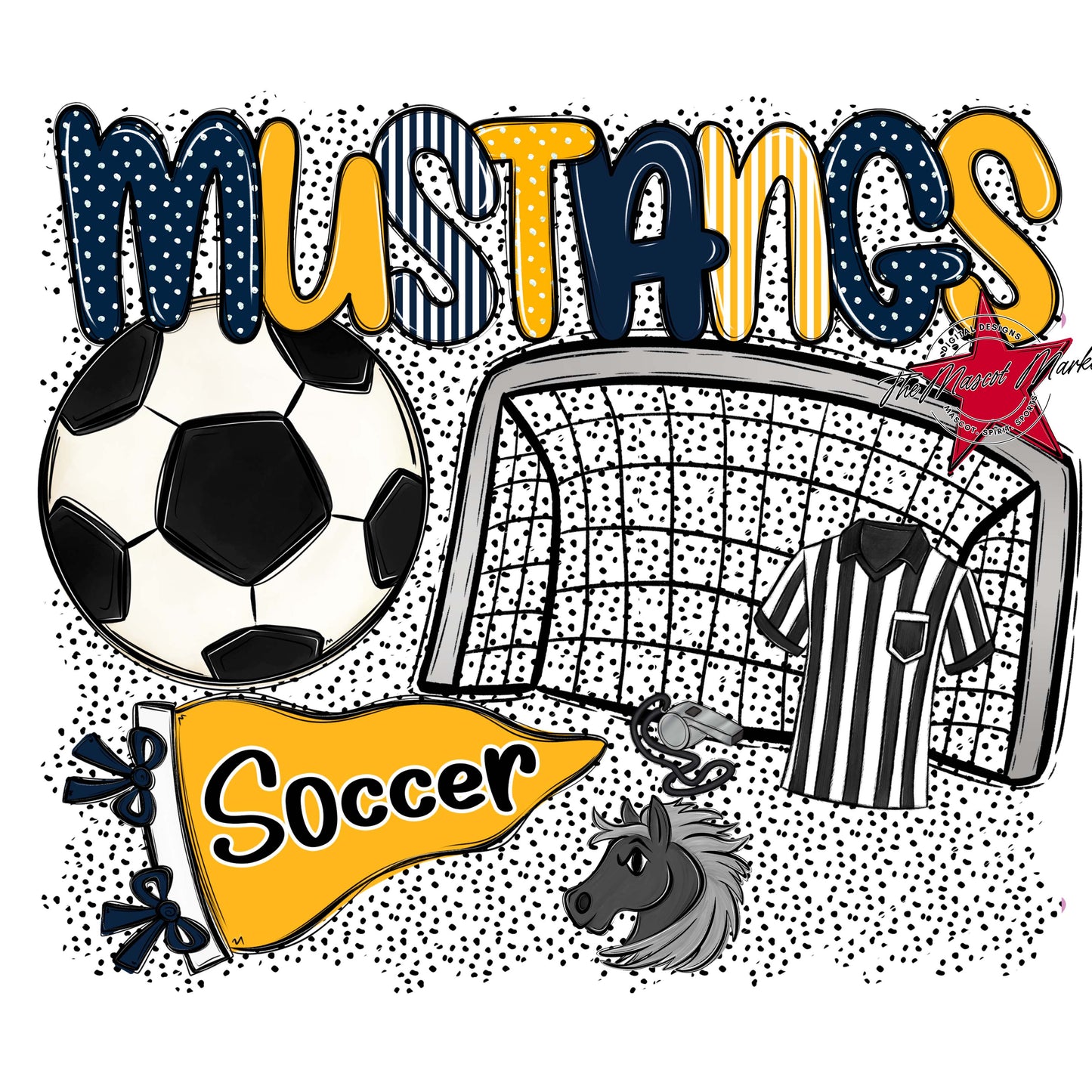 Mustangs Soccer Spirit-Navy & Yellow
