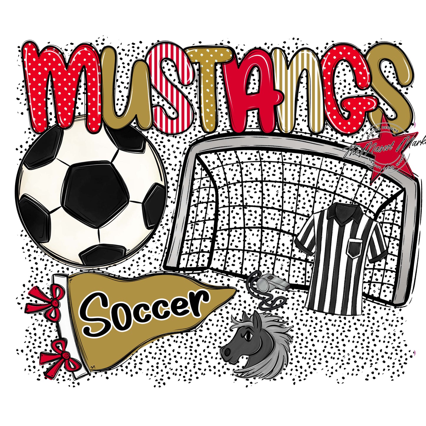 Mustangs Soccer Spirit-Red & Gold