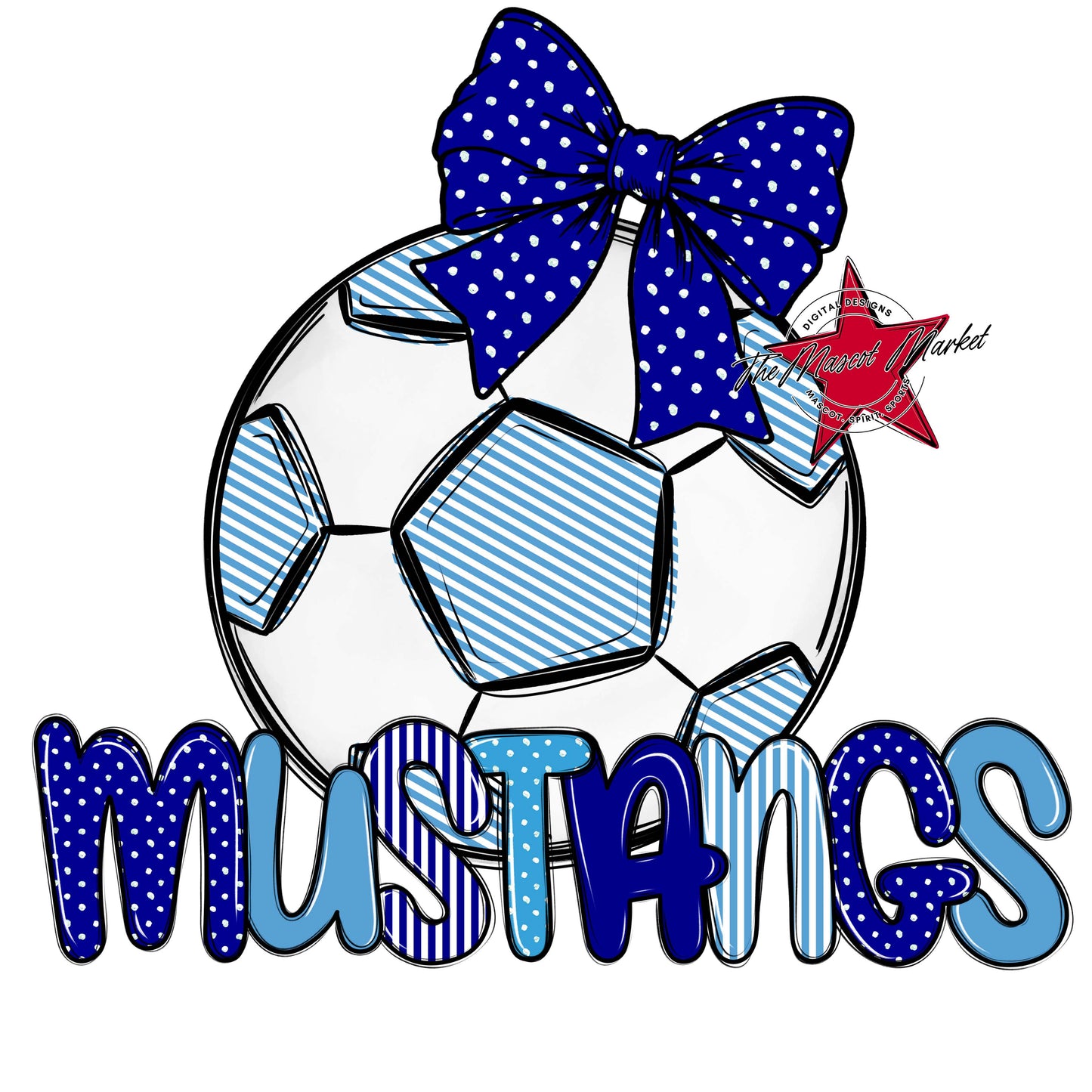 Mustangs Soccer Spirit Design-Blue & Carolina Blue