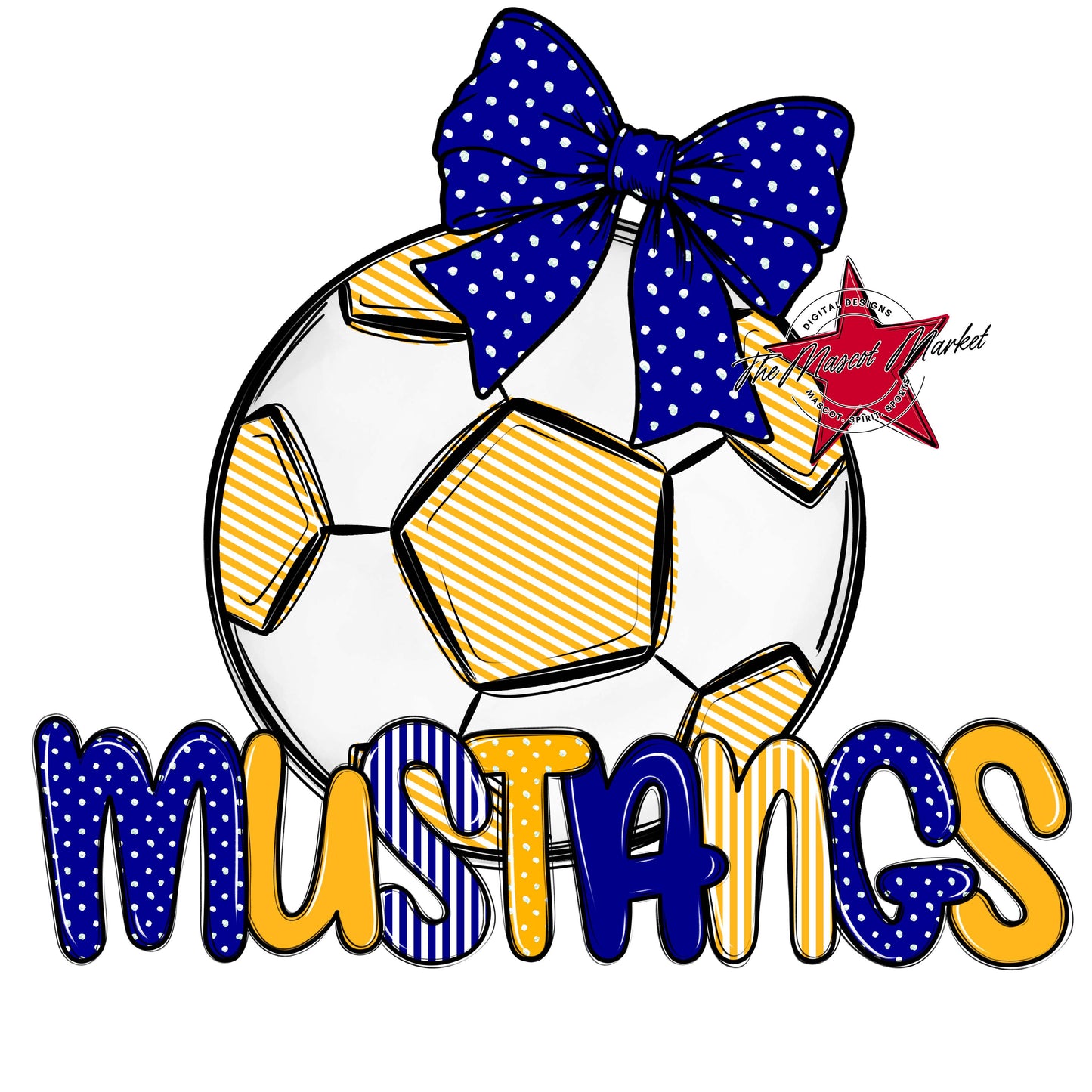 Mustangs Soccer Spirit Design-Blue & Yellow