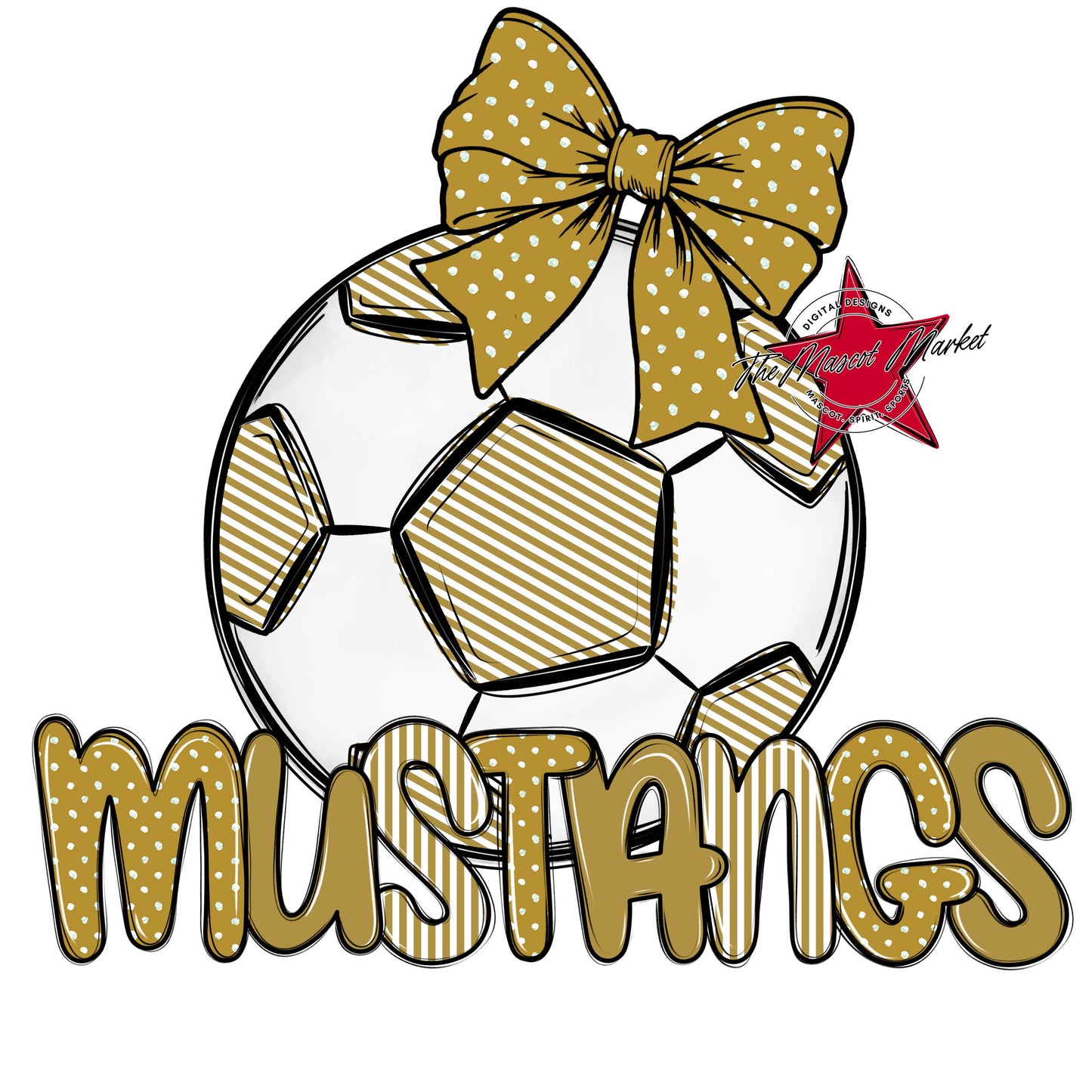 Mustangs Soccer Spirit Design-Gold