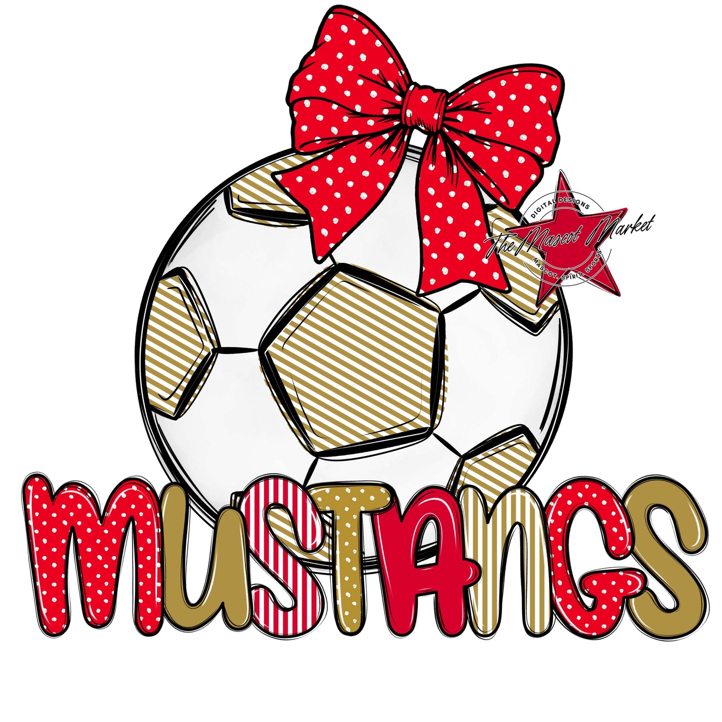 Mustangs Soccer Spirit Design-Red & Gold