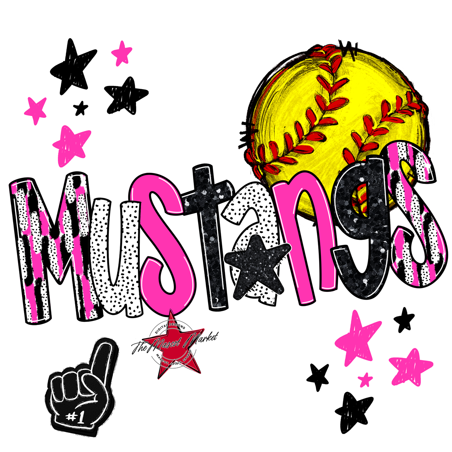 Mustangs Softball Scrape-Pink