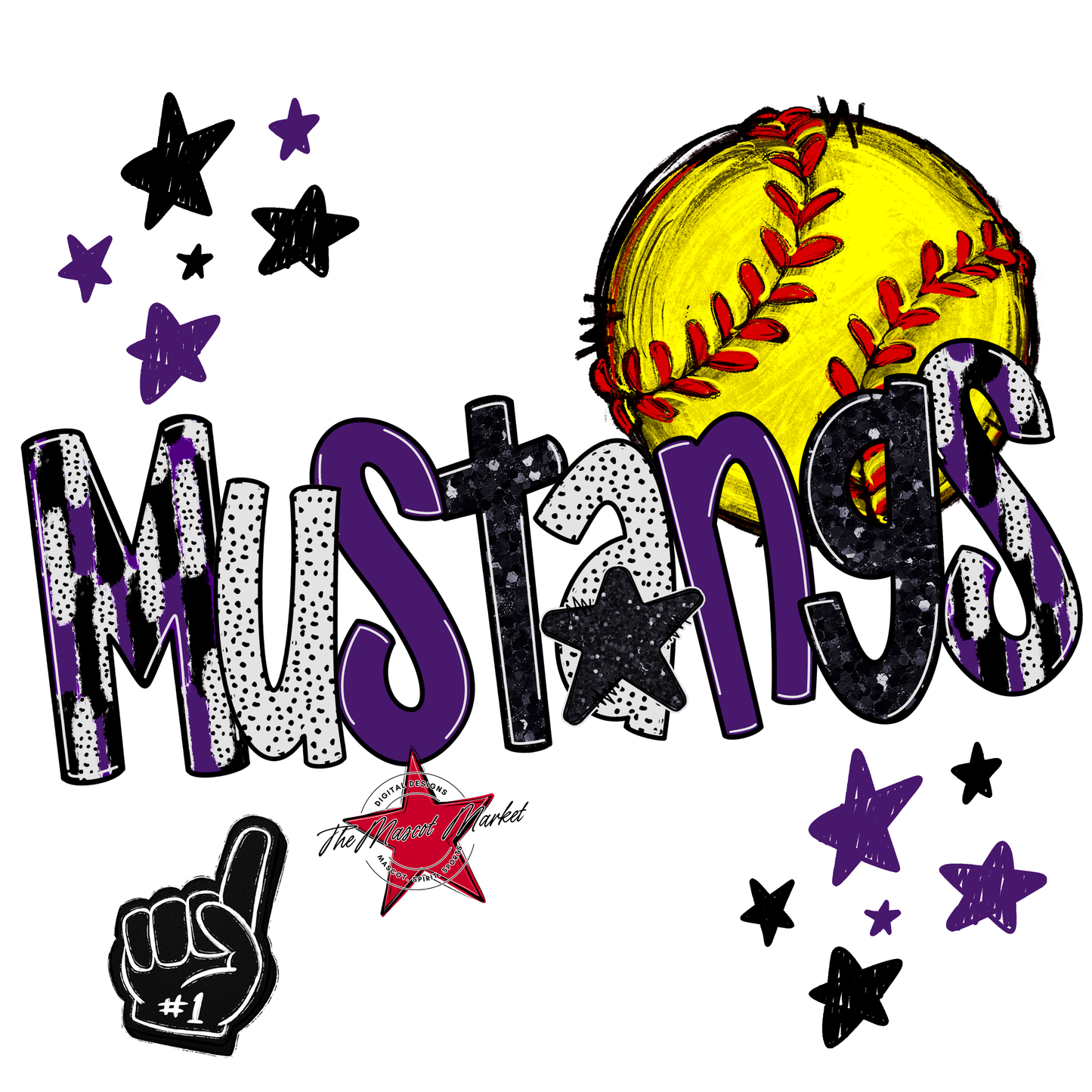 Mustangs Softball Scrape-Purple