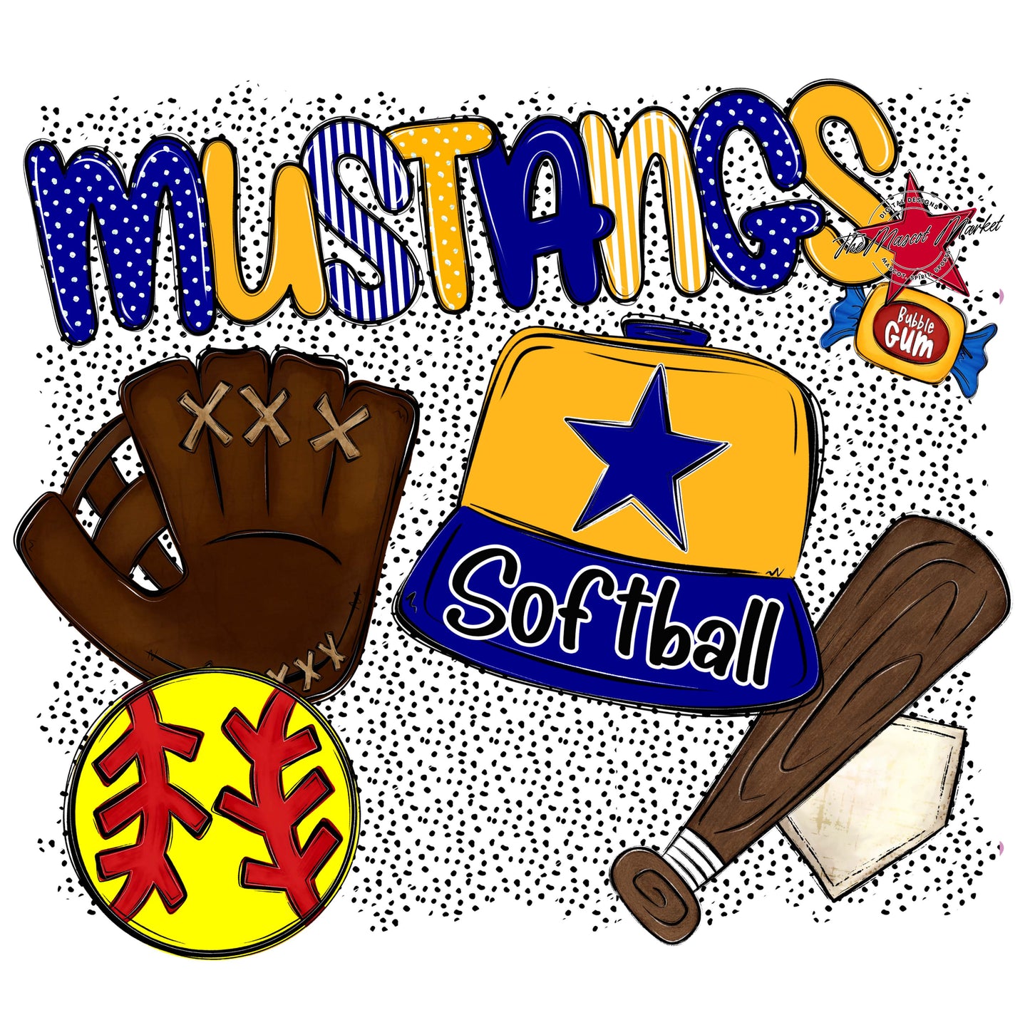 Mustangs Softball Spirit-Blue & Yellow