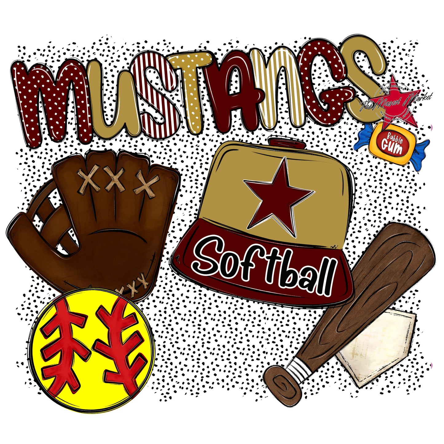 Mustangs Softball Spirit-Maroon & Gold