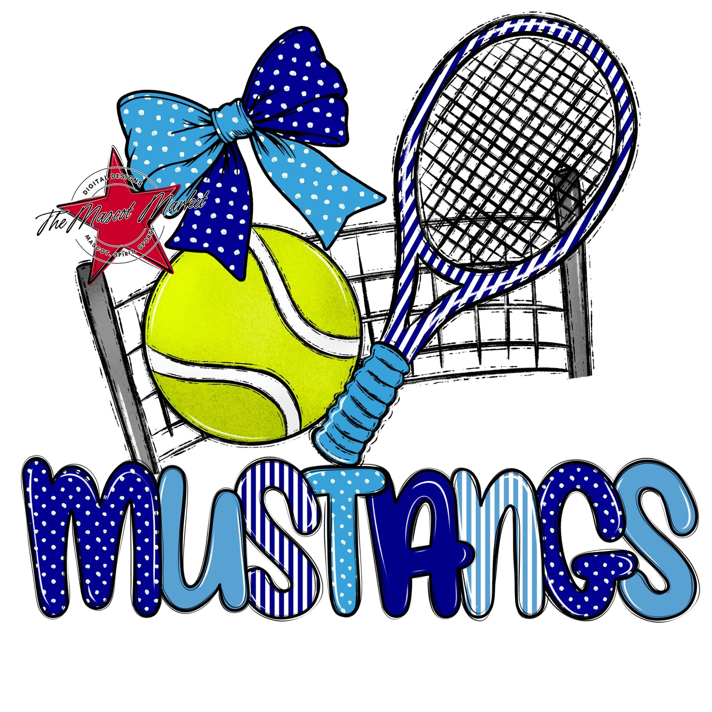 Mustangs Tennis Spirit Design-Blue & Carolina Blue