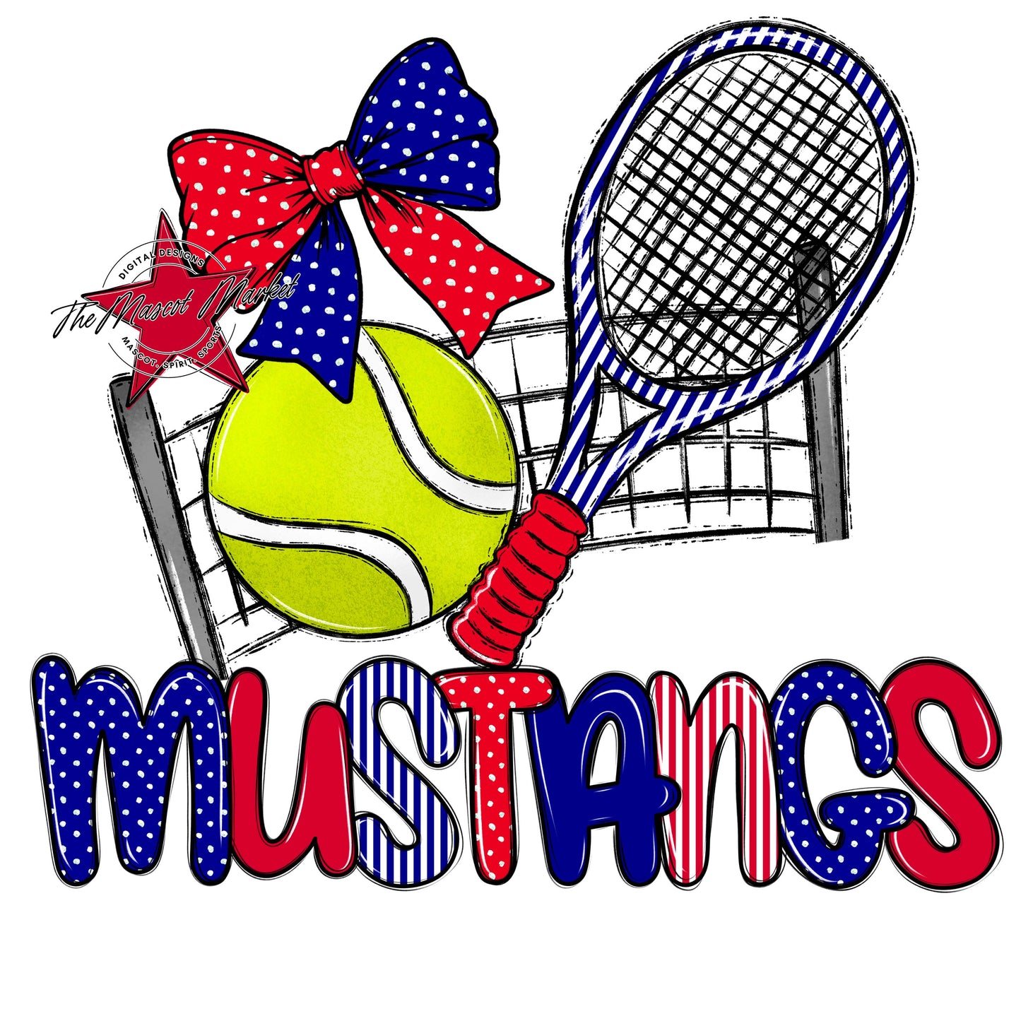Mustangs Tennis Spirit Design-Blue & Red