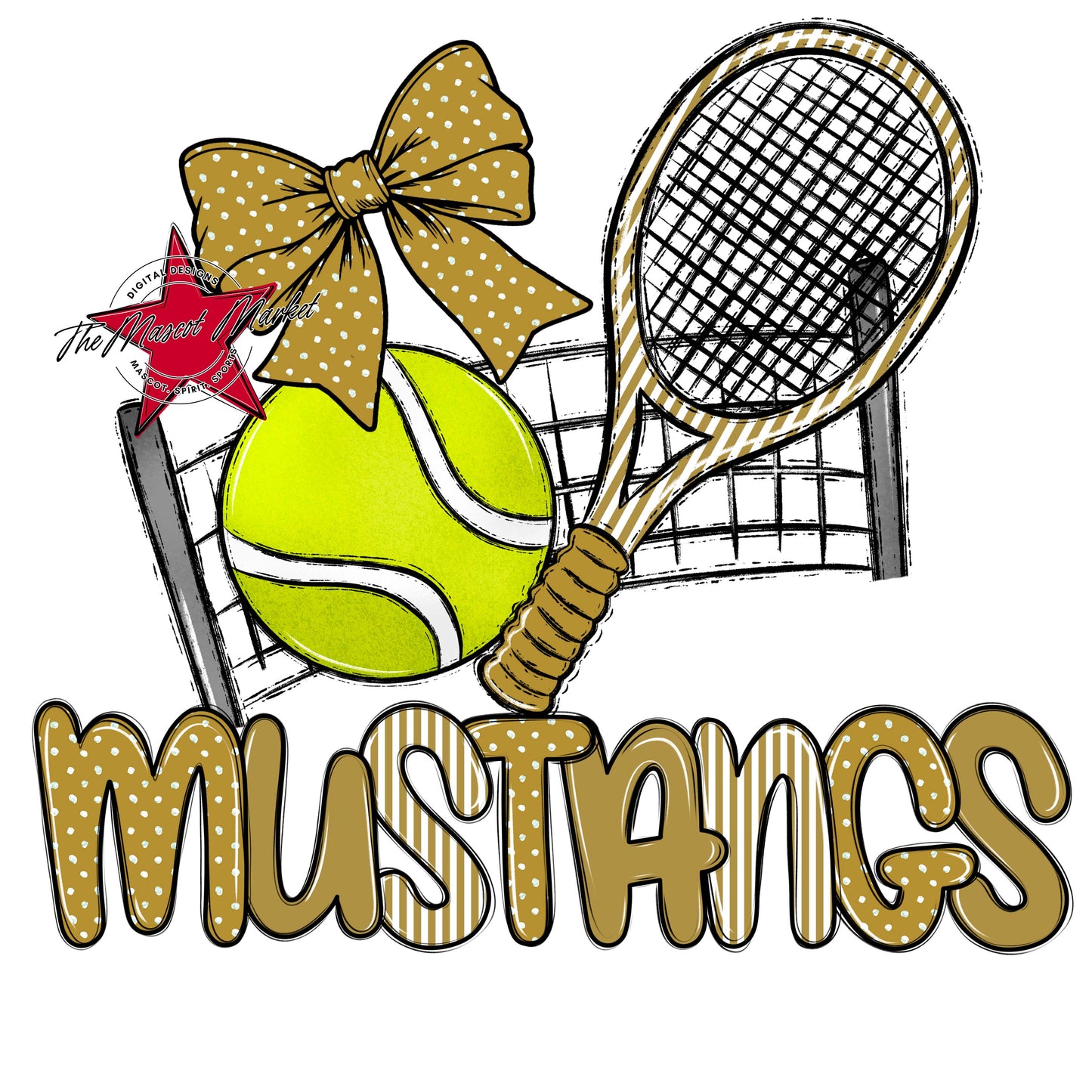 Mustangs Tennis Spirit Design-Gold