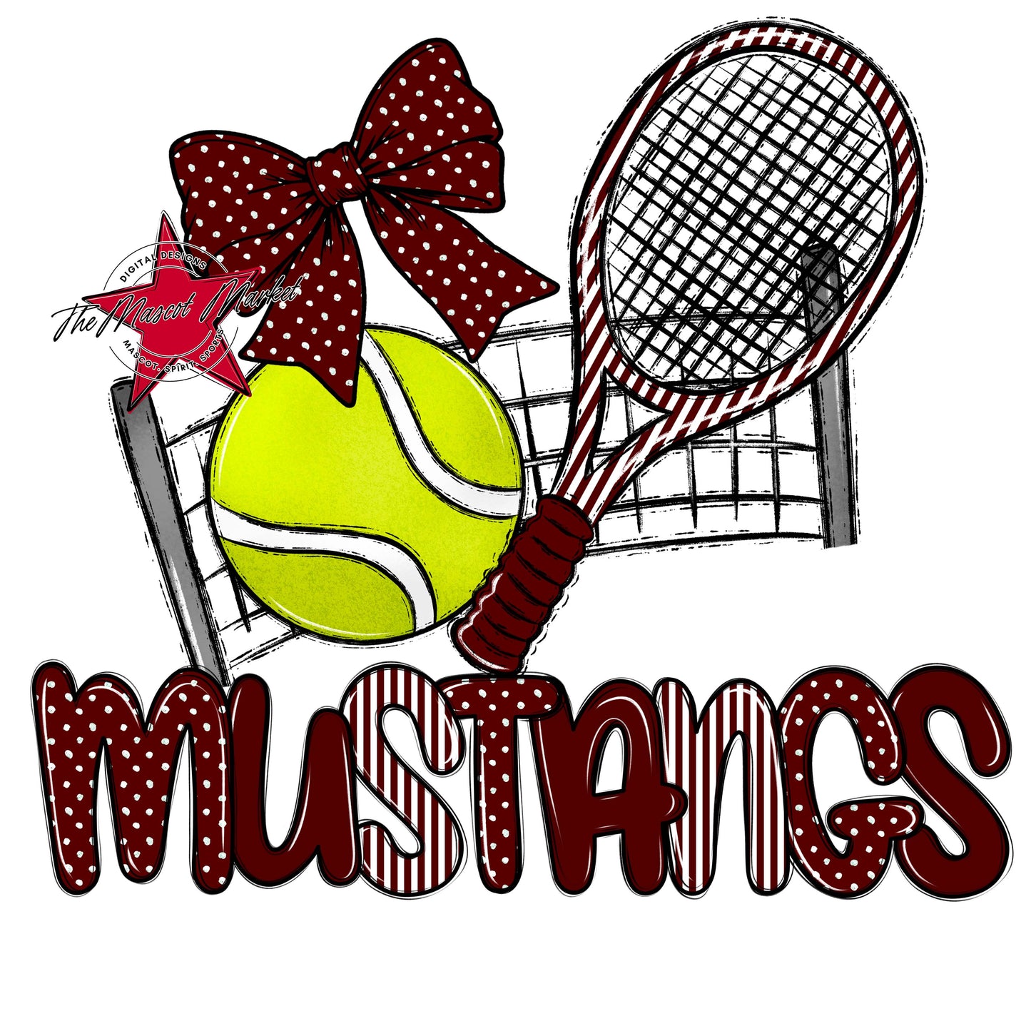 Mustangs Tennis Spirit Design-Maroon