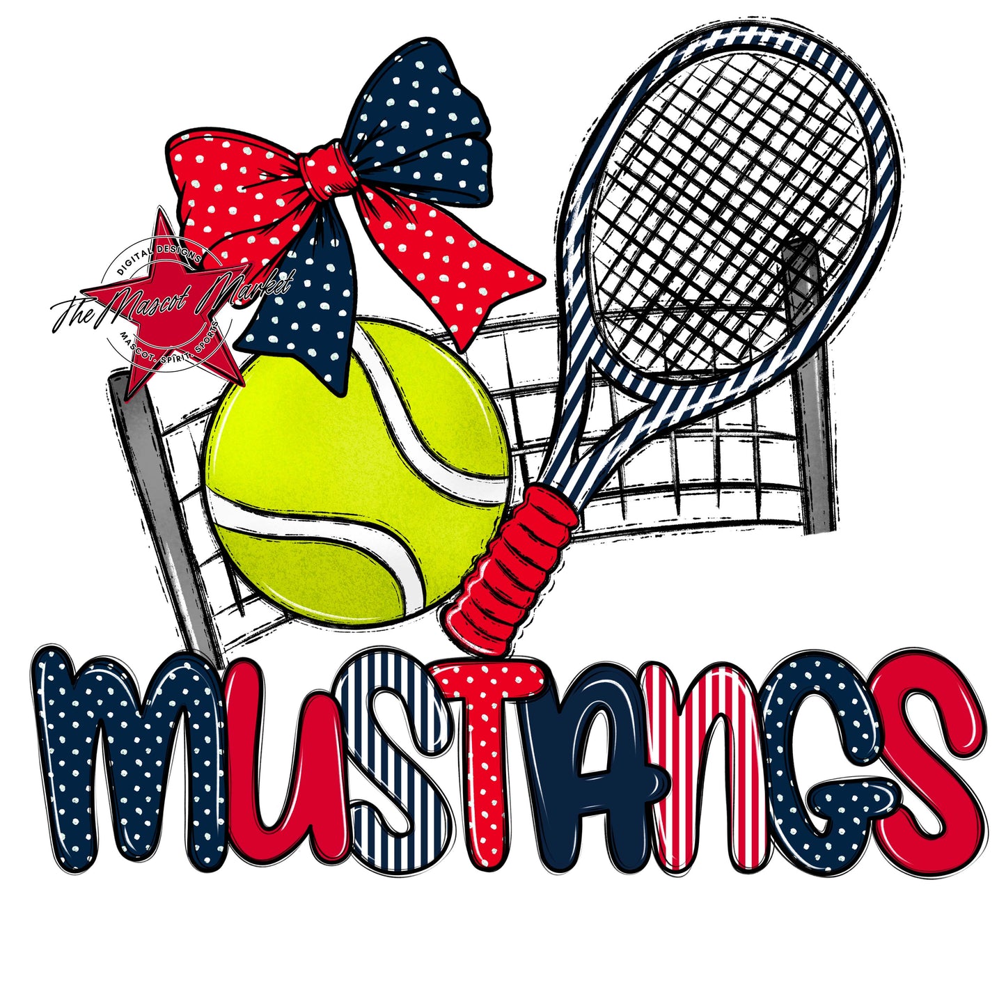 Mustangs Tennis Spirit Design-Navy & Red