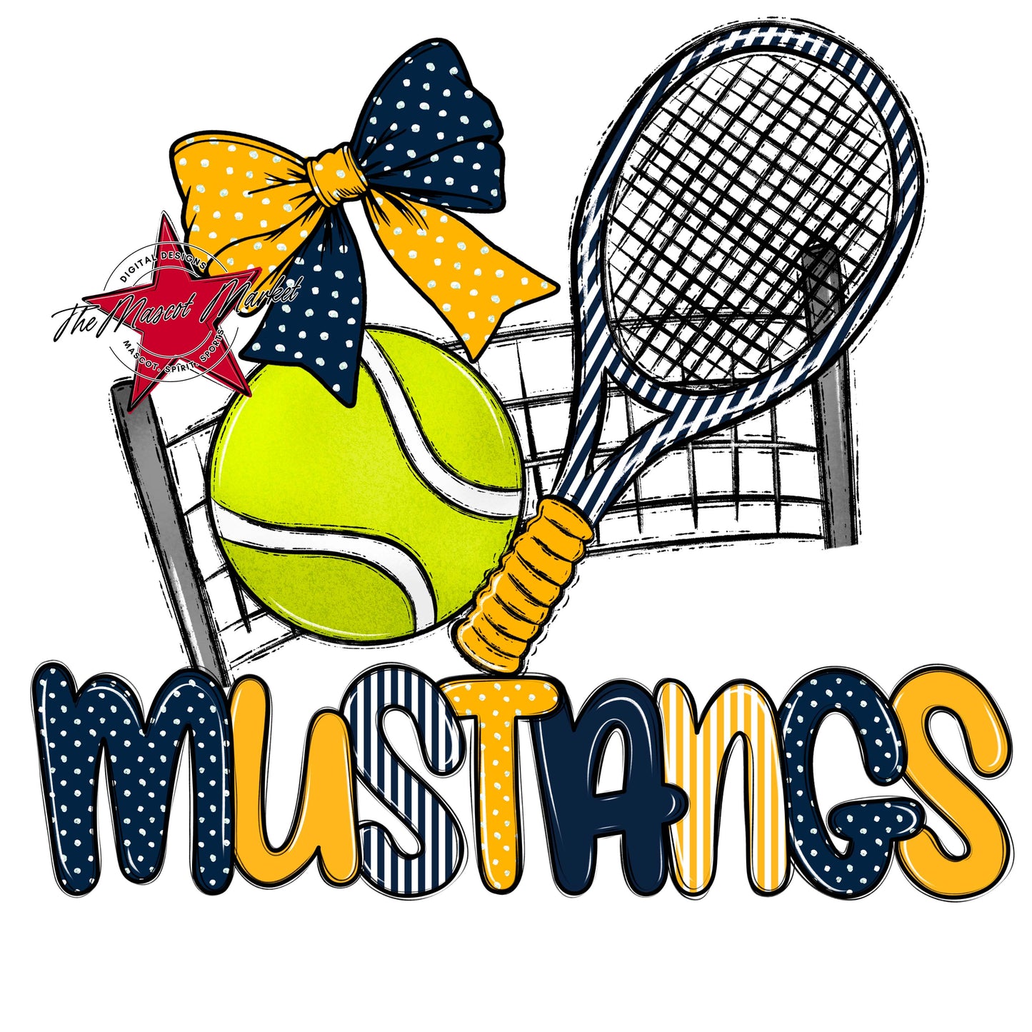 Mustangs Tennis Spirit Design-Navy & Yellow