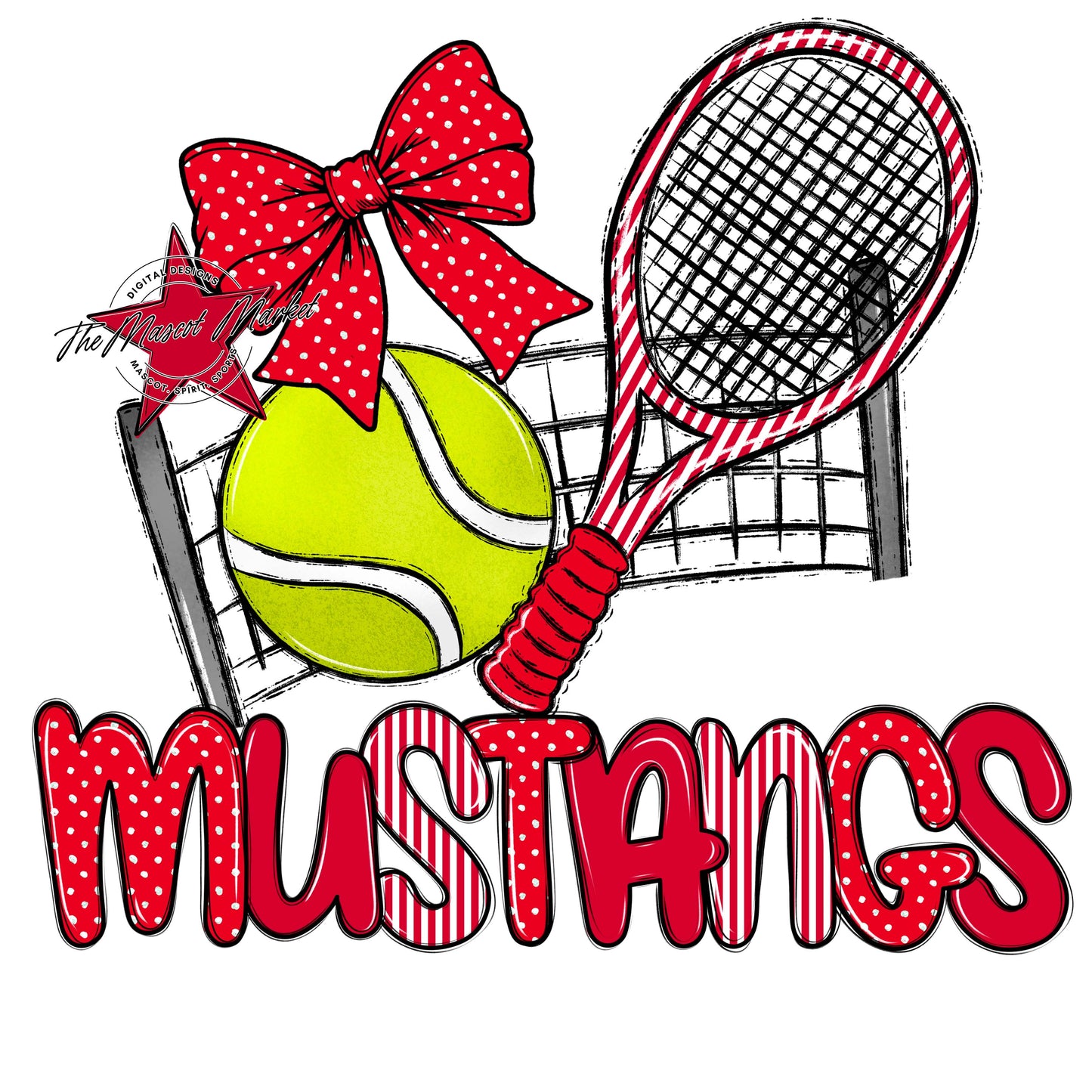 Mustangs Tennis Spirit Design-Red