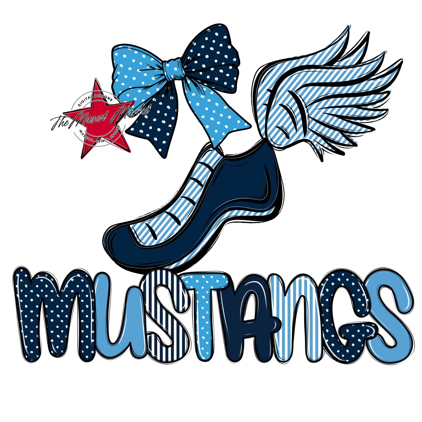 Mustangs Track Spirit Design-Navy & Carolina Blue