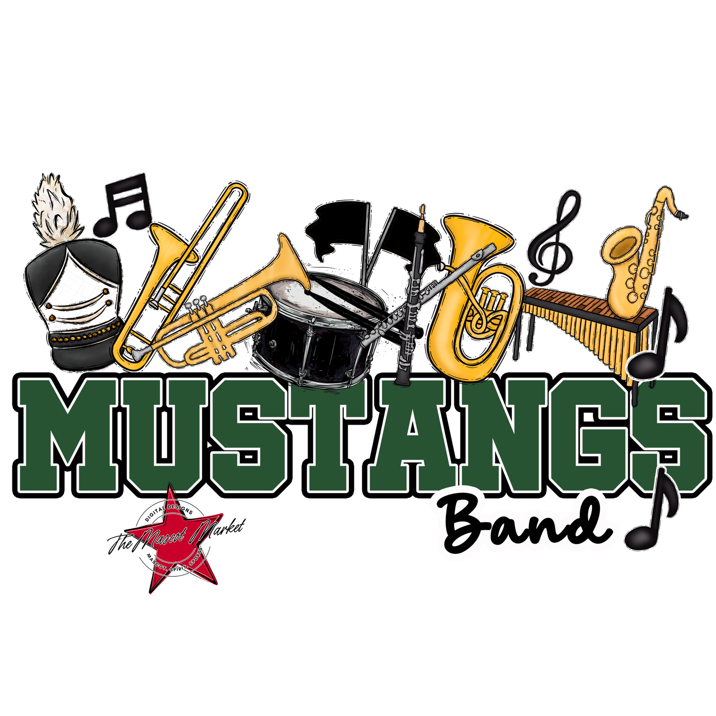 Mustangs Varsity Band-Green