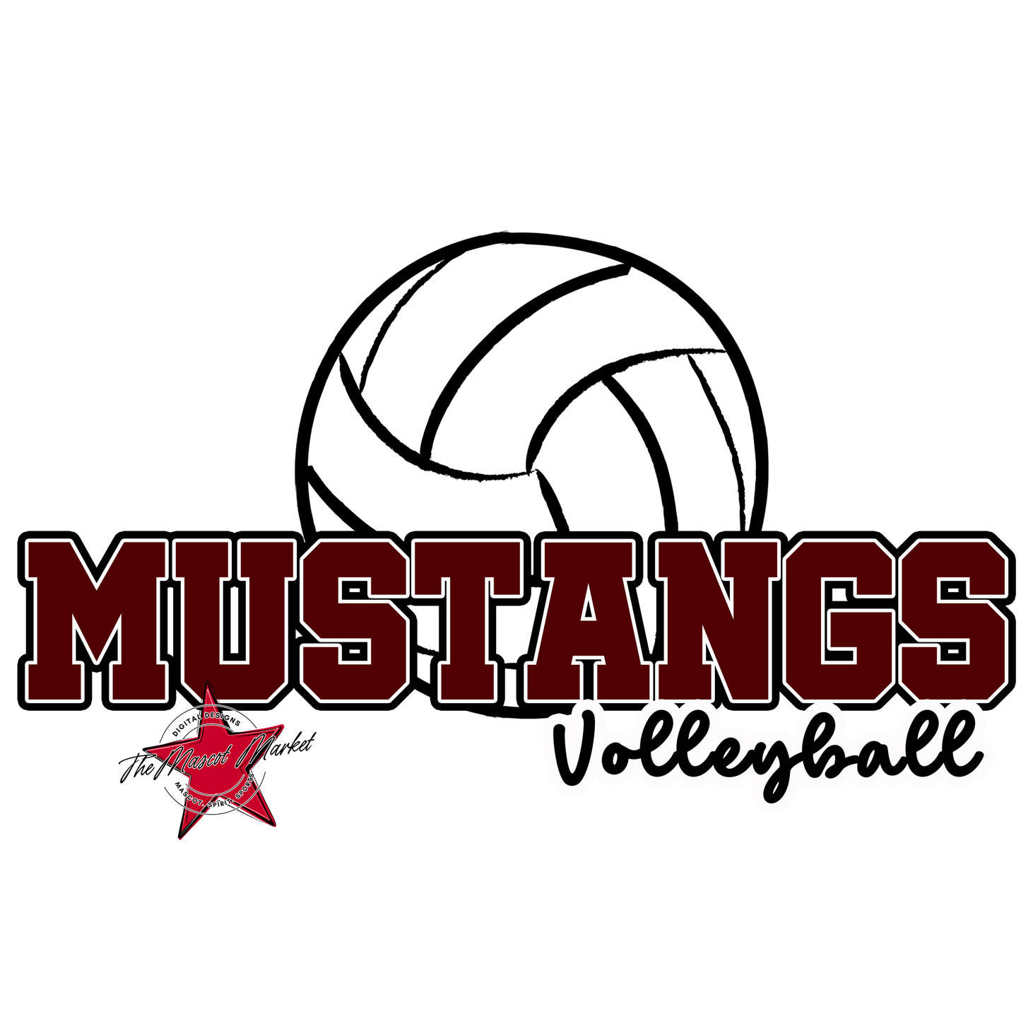 Mustangs Varsity Volleyball-Maroon