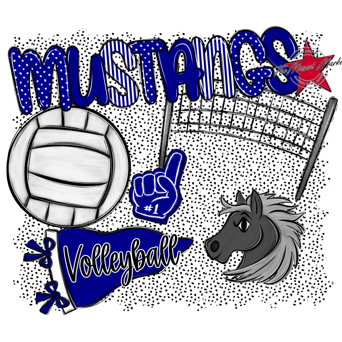 Mustangs Volleyball Spirit-Blue