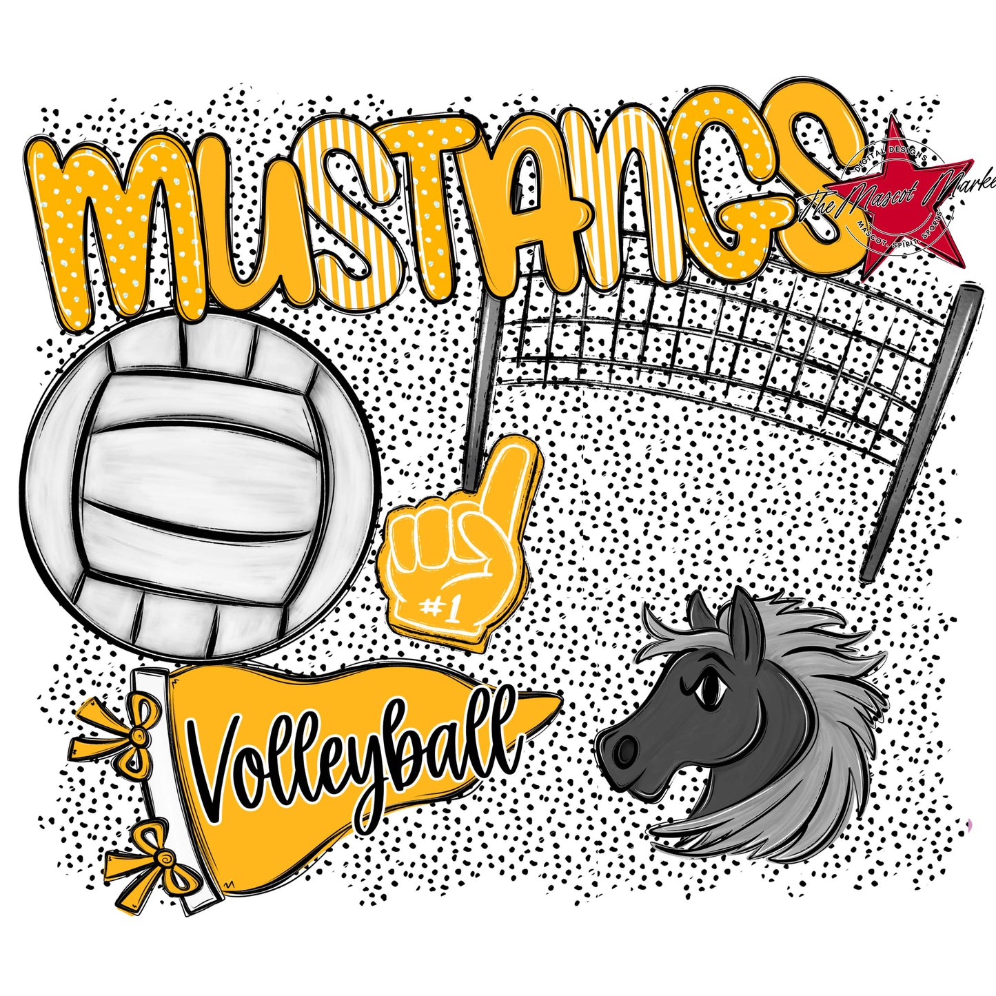 Mustangs Volleyball Spirit-Yellow