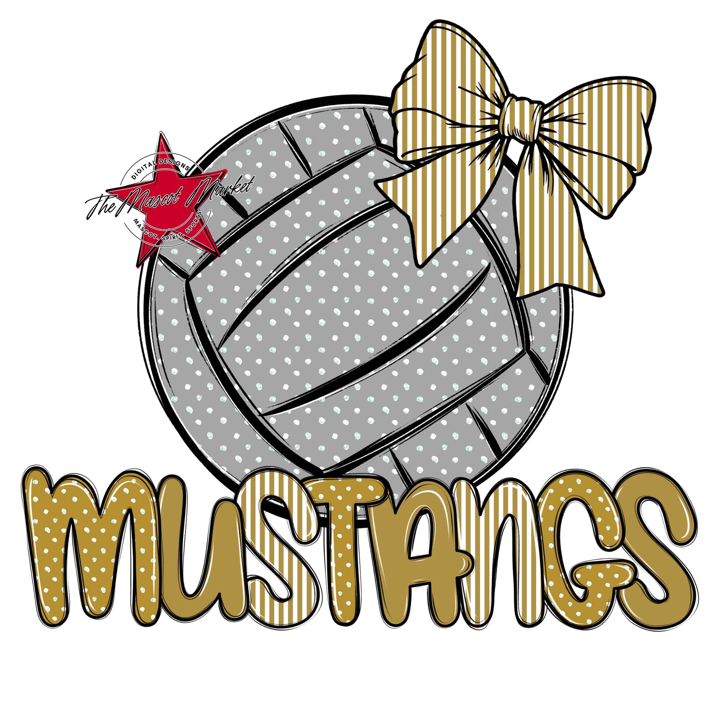 Mustangs Volleyball Spirit Design-Gold