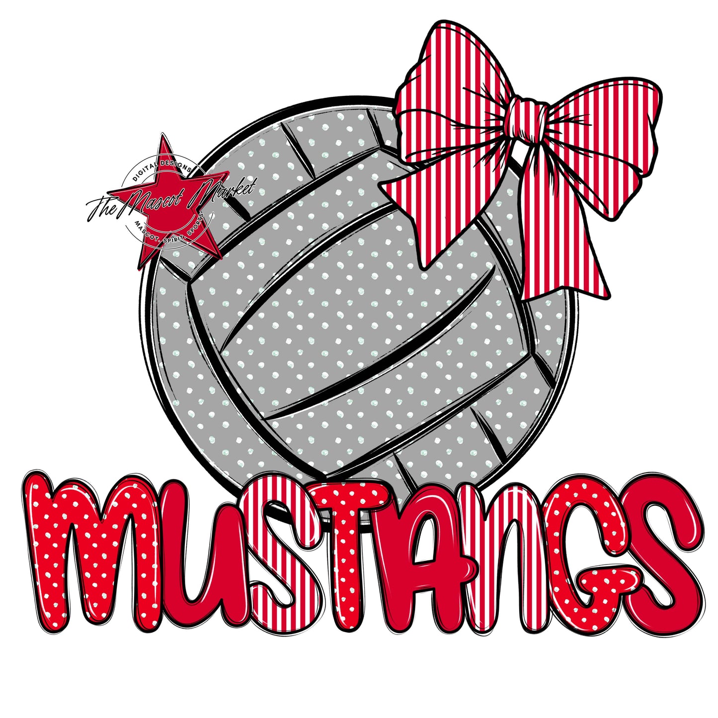 Mustangs Volleyball Spirit Design-Red