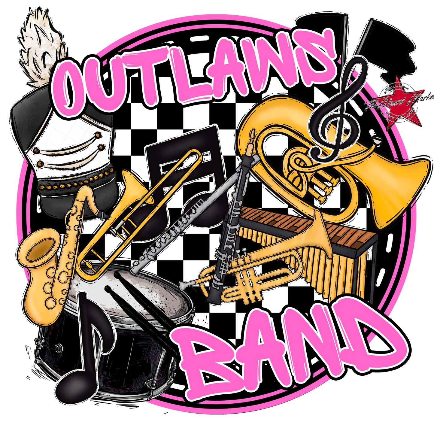 Outlaws Circle Band Frame-Baby Pink