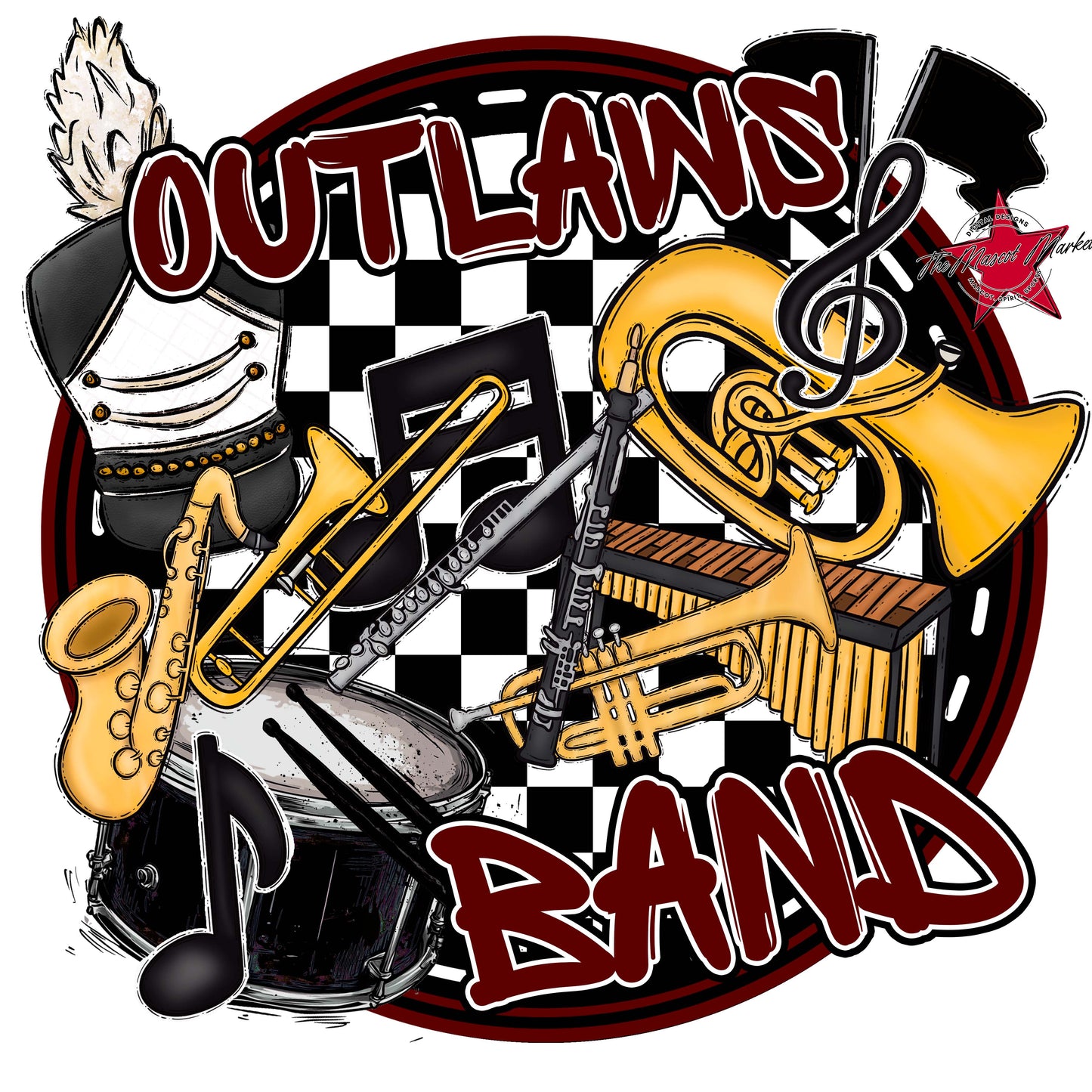 Outlaws Circle Band Frame-Maroon