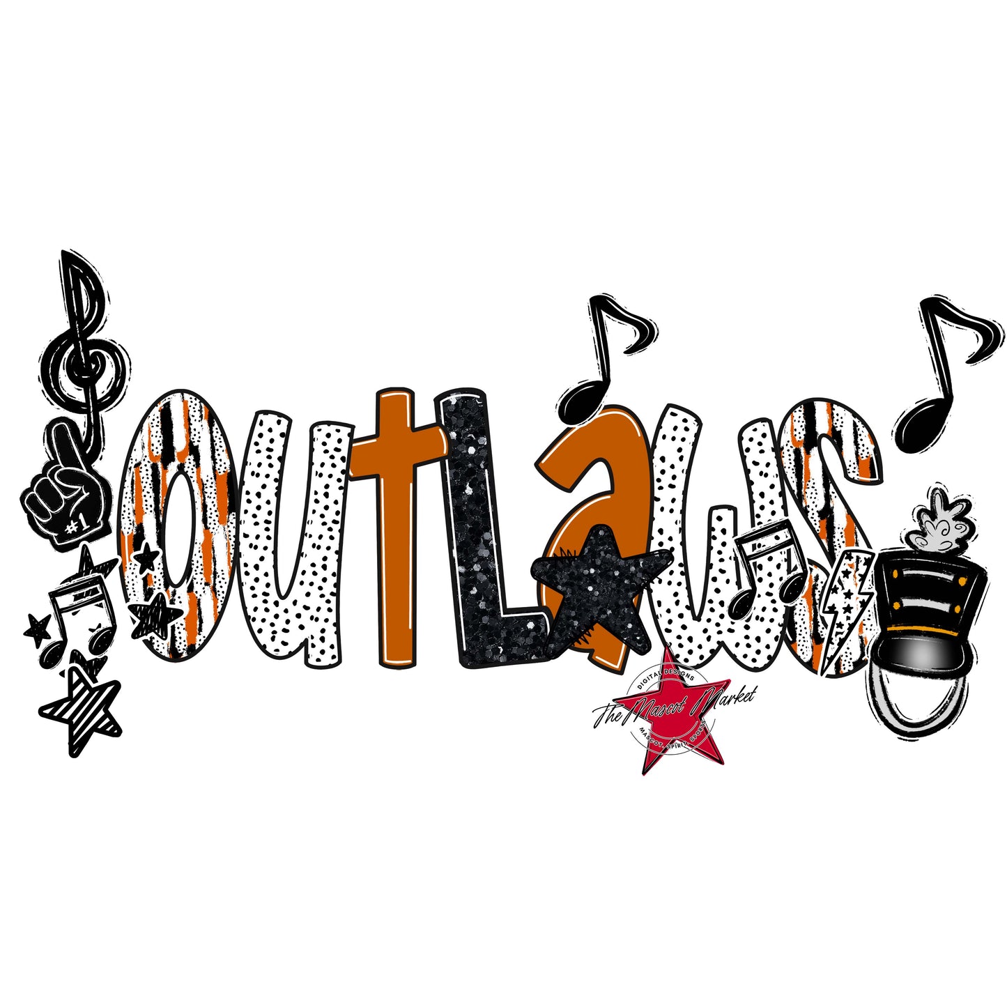 Outlaws Band Scrape-Burnt Orange