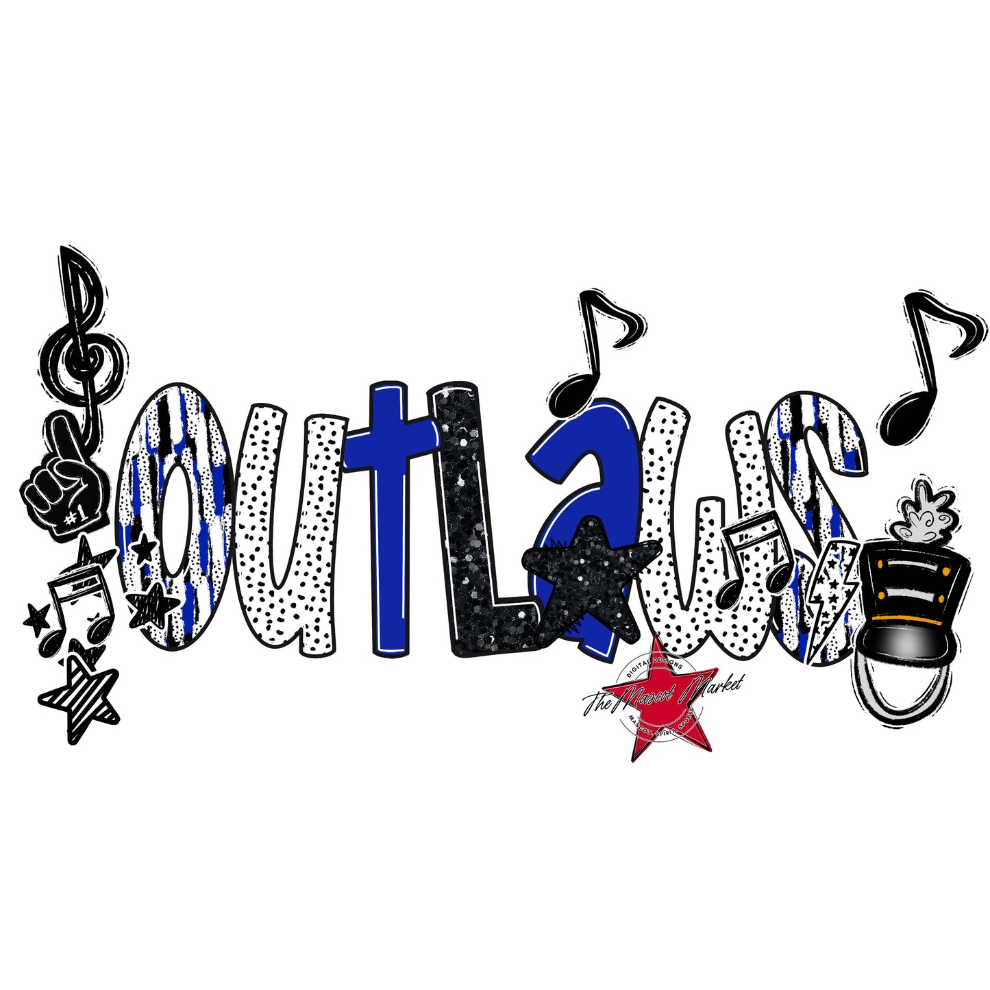 Outlaws Band Scrape-Royal Blue