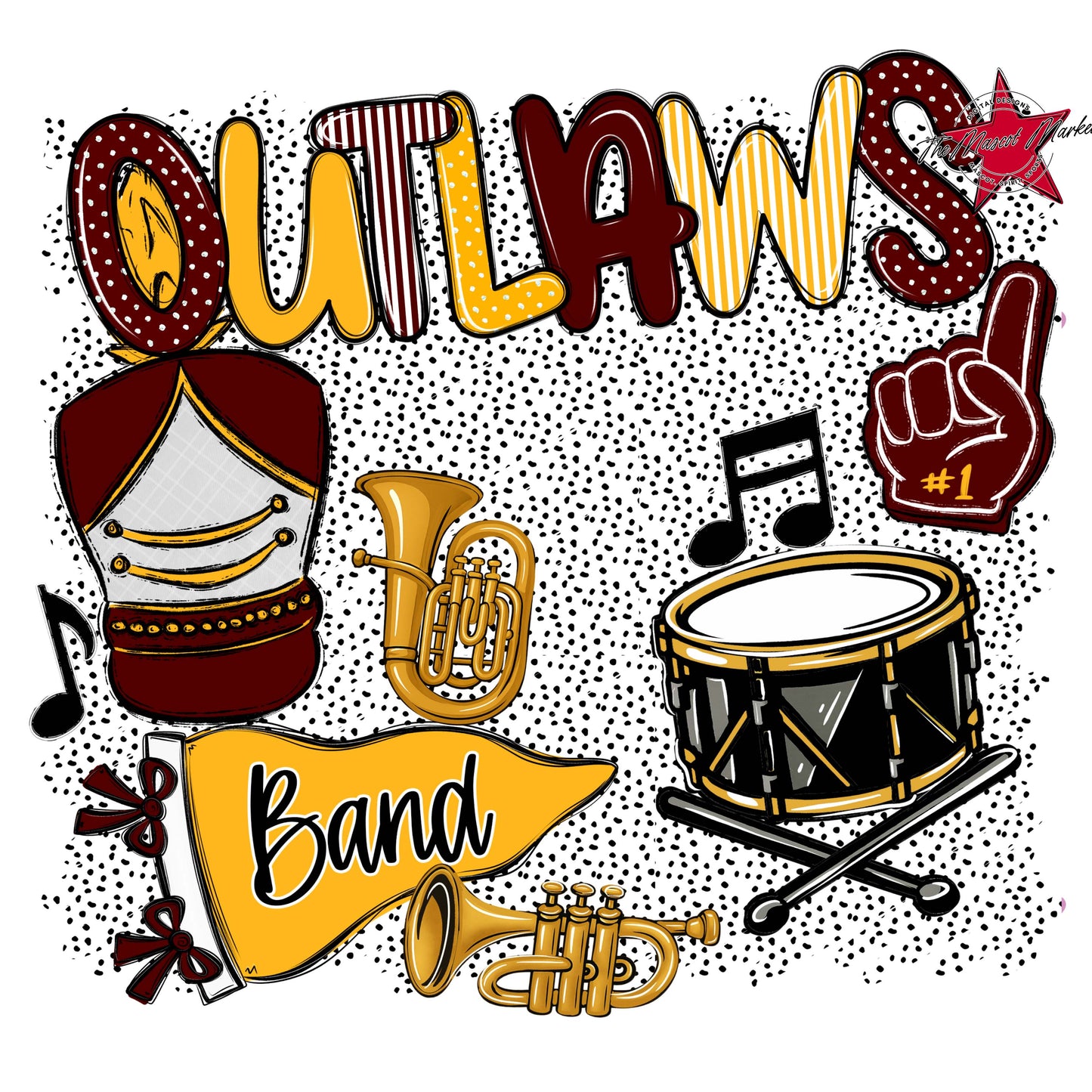 Outlaws Band Spirit-Maroon & Yellow